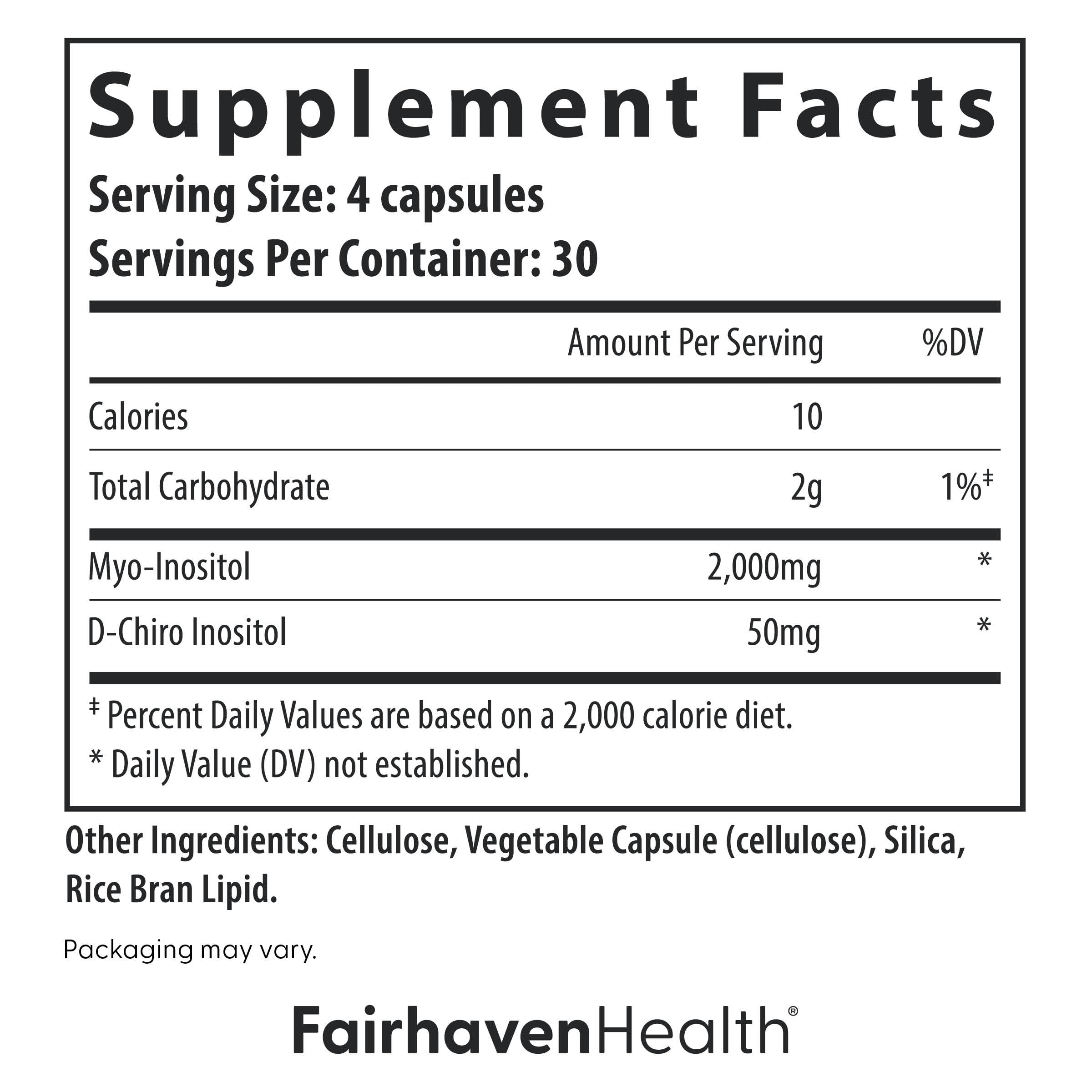 Fairhaven Health Myo-Inositol and D-Chiro Inositol Supplement for Women | 40:1 Ratio | Female Fertility Supplement for Women and Hormone Balance* | Vegan | 120 Myo & D-Chiro Inositol Capsules Fairhaven Health uk supplements