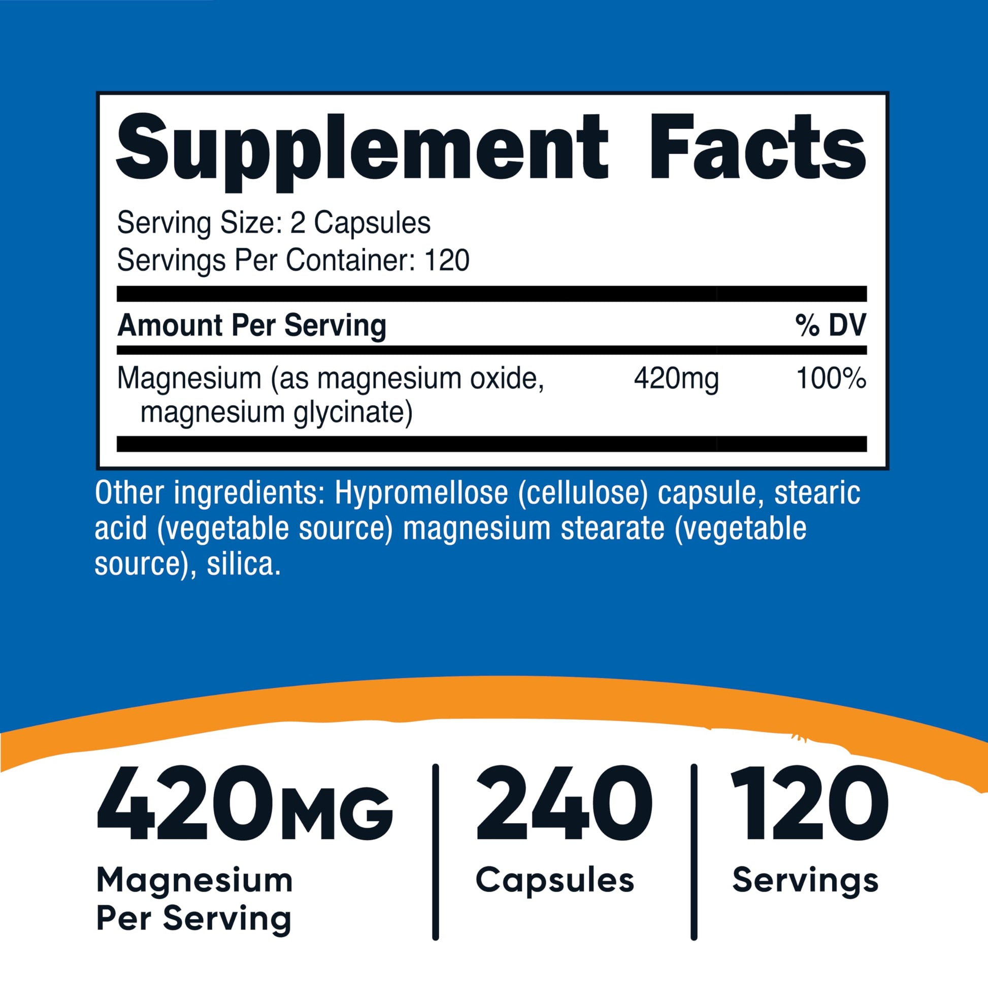 Nutricost Magnesium+ Extra Strength 420mg, 240 Capsules - 120 Servings. Magnesium Oxide and Glycinate - Non-GMO, Gluten Free, Vegan Friendly Nutricost uk supplements