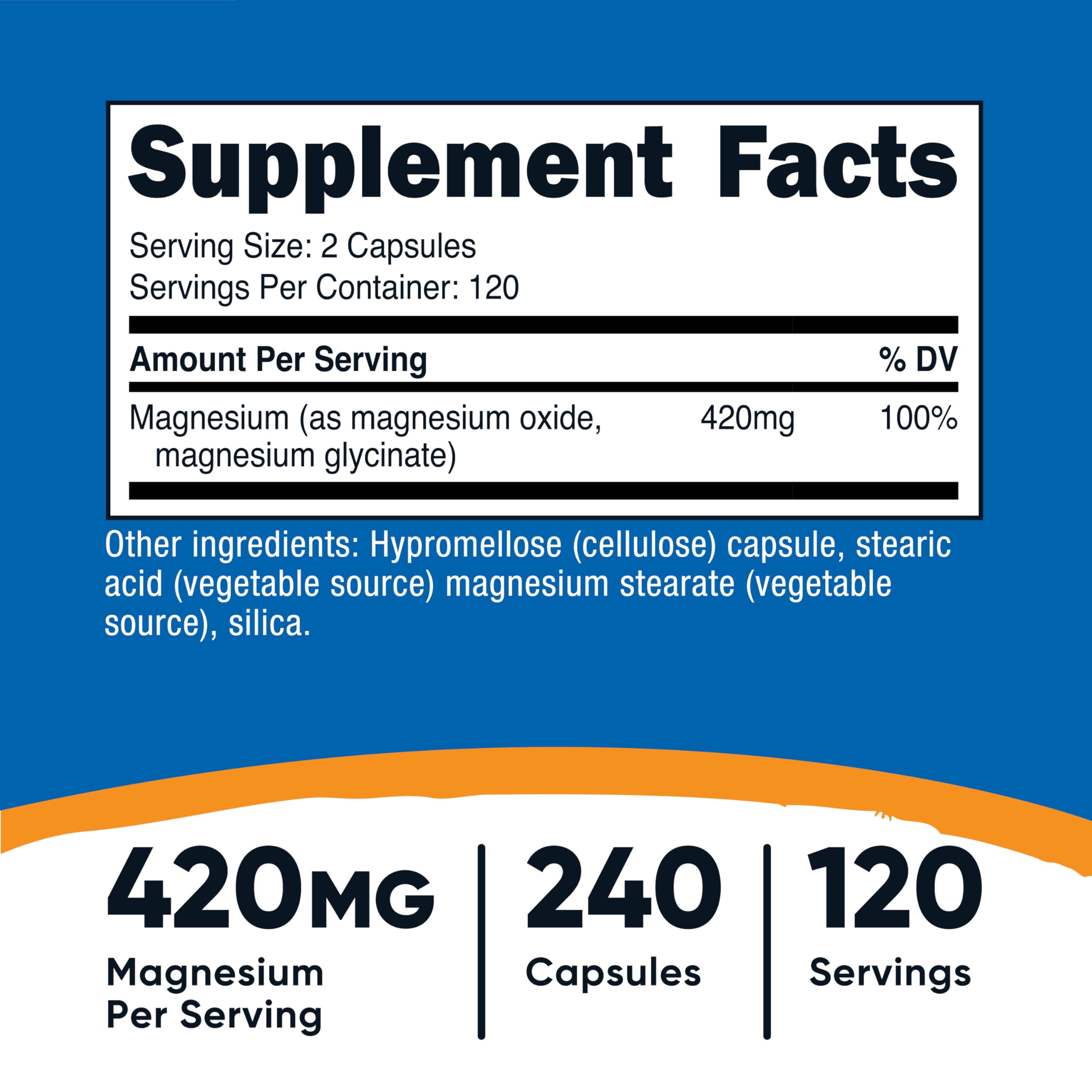 Nutricost Magnesium+ Extra Strength 420mg, 240 Capsules - 120 Servings. Magnesium Oxide and Glycinate - Non-GMO, Gluten Free, Vegan Friendly Nutricost uk supplements