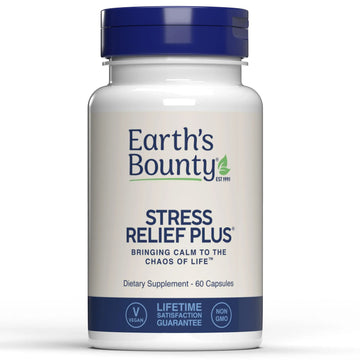 Earth's Bounty - Stress Relief Plus - 60 Vegetarian Capsules - All Natural Formula - Stress Support & Mood Enhancing Supplement Earth's Bounty uk supplements