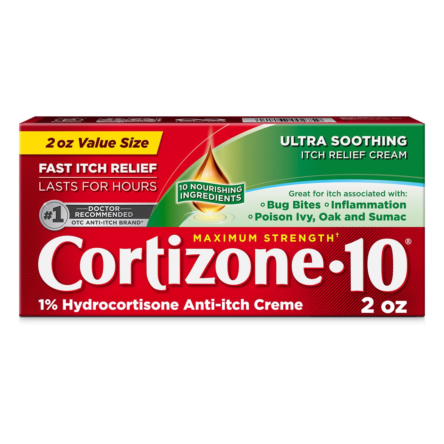 Cortizone-10 Maximum Strength Ultra Soothing Itch Relief Cream, 1% Hydrocortisone, Fast-Acting, Anti-Itch Cream for Bug Bites, Rash, Eczema, Psoriasis, Poison Ivy, Oak, Sumac & More, 2 oz Cortizone 10 uk supplements