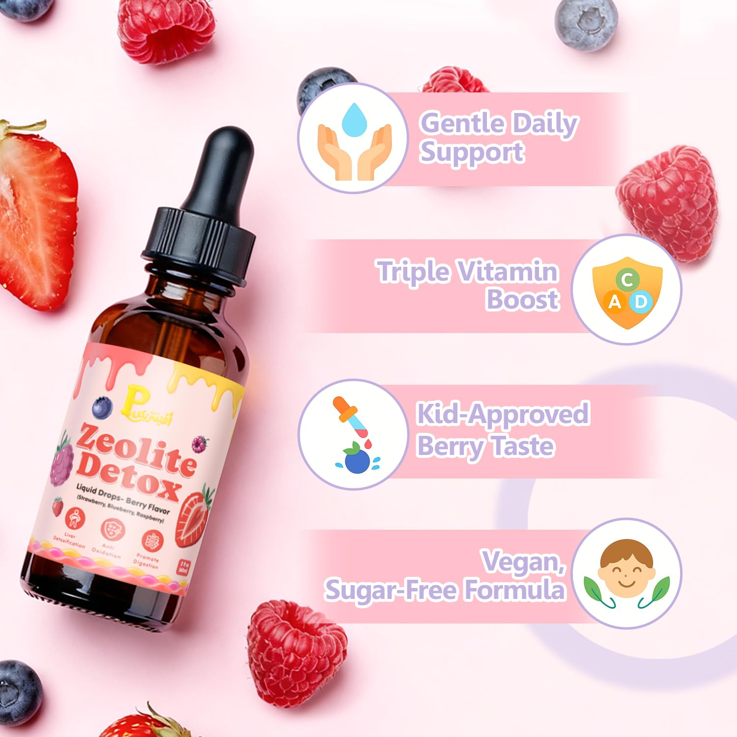 Zeolite Detox Drops for Kids & Kidney Cleanse Drops for Adults - Liquid Supplement Duo with Vitamins C B12 D3, Cranberry, Chanca Piedra, Milk Thistle & Herbal Blend - Mixed Berry & Cranberry Flavor, 6 Pavintrix uk supplements