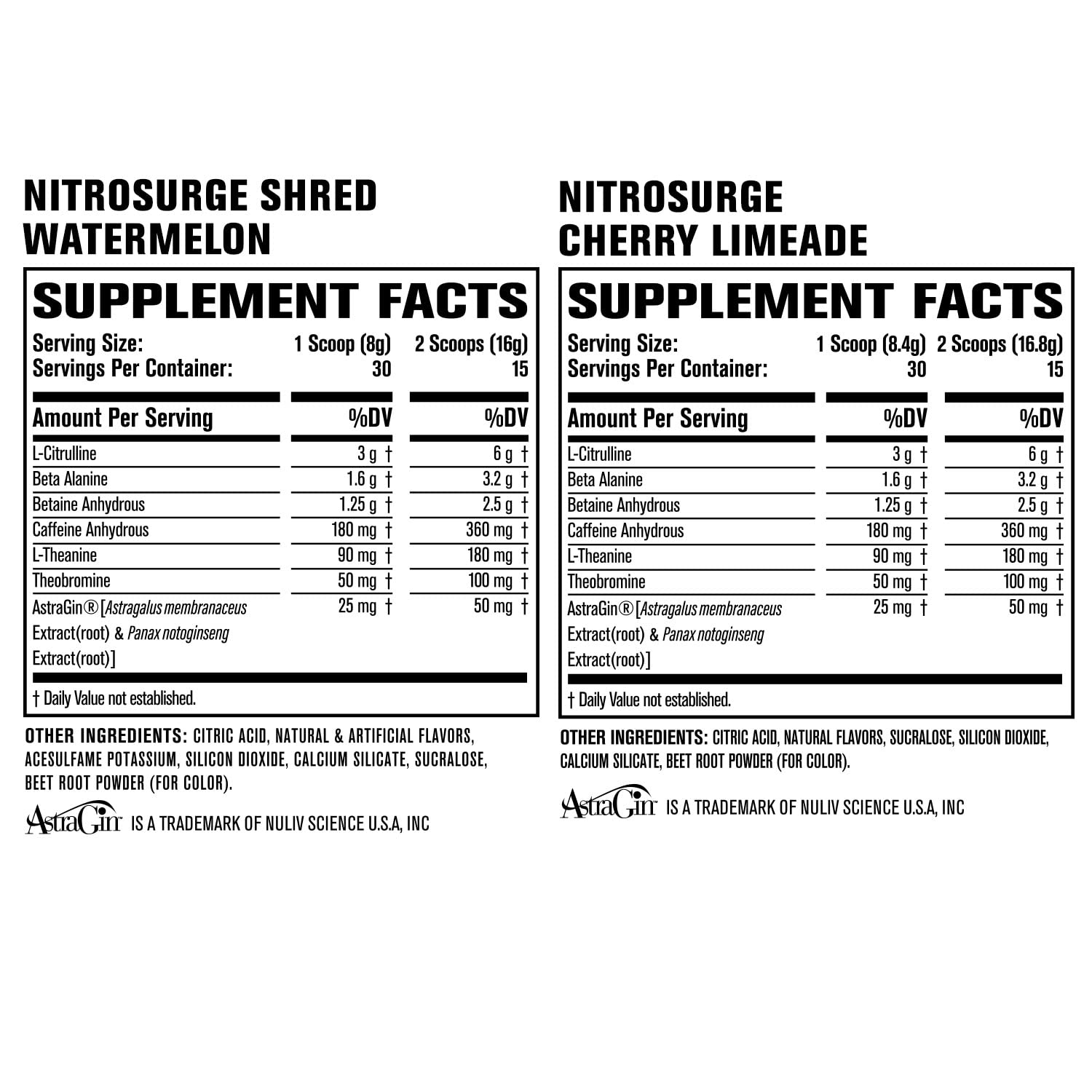 Jacked Factory Nitrosurge Pre-Workout in Cherry Limeade & Watermelon Nitrosurge Shred Jacked Factory uk supplements