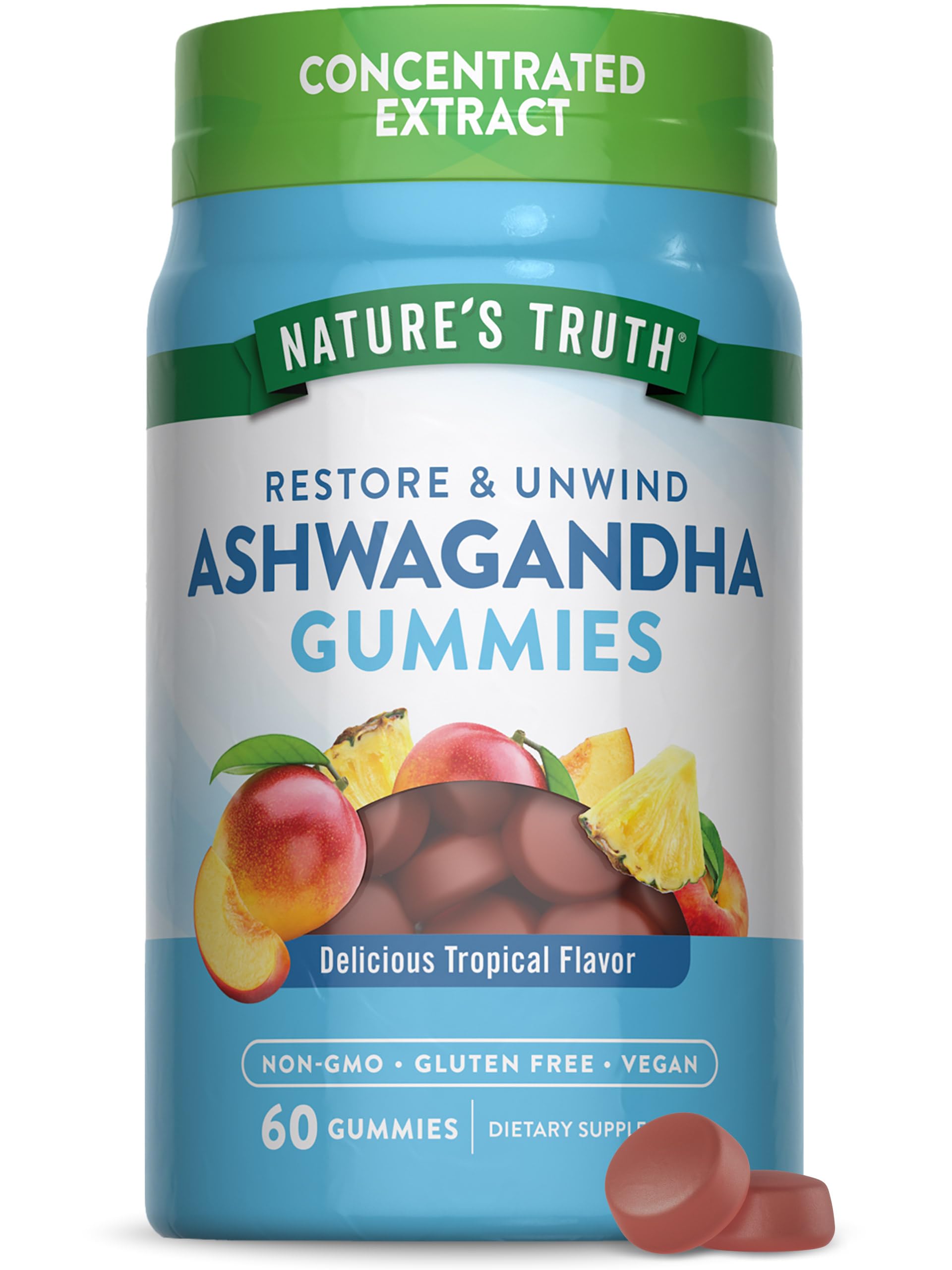 Nature's Truth Ashwagandha Gummies | 60 Count | Tropical Flavor | Vegan, Non-GMO, & Gluten Free Supplement Nature's Truth uk supplements
