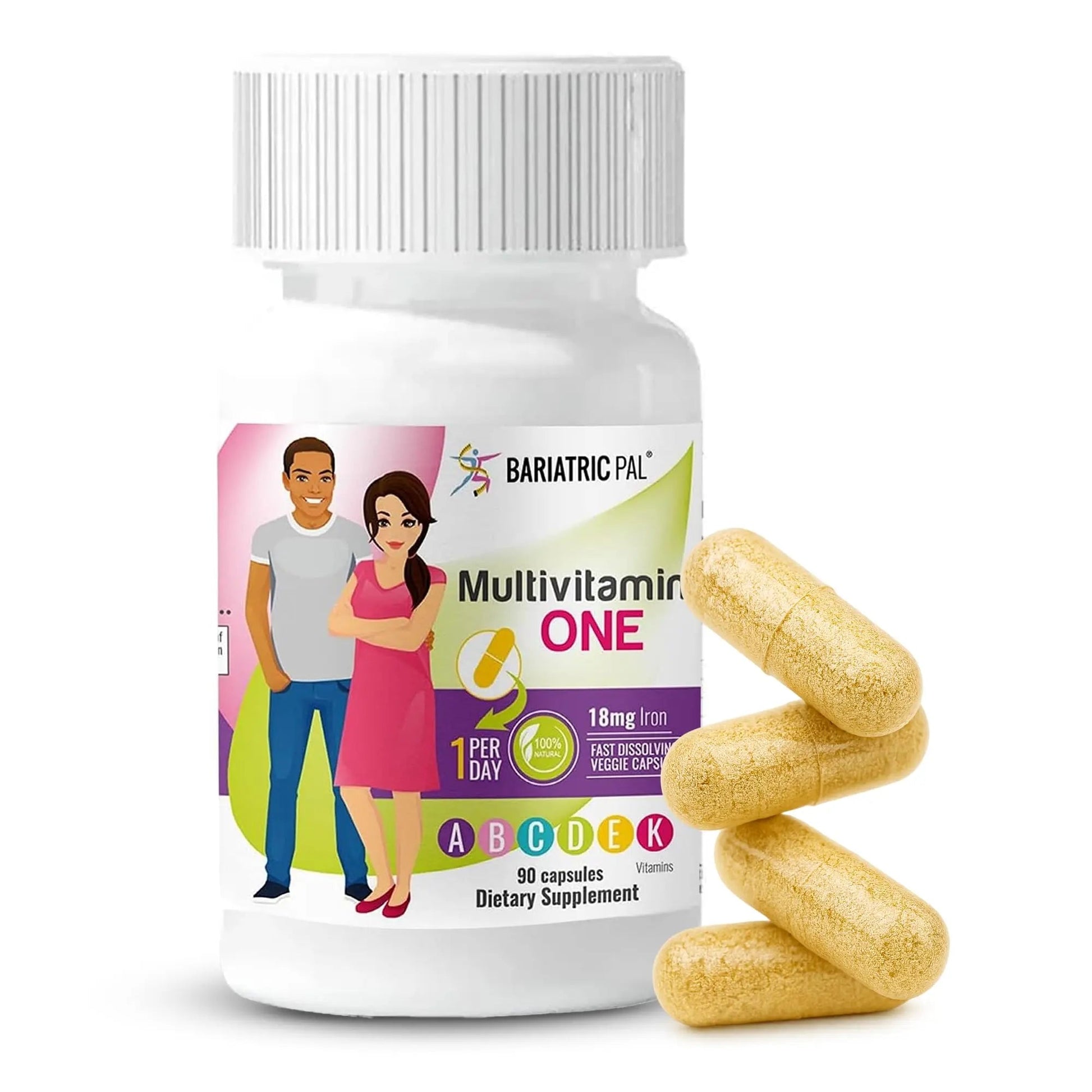 BariatricPal Multivitamin ONE 1 per Day! Bariatric Multivitamin Capsule with 18 mg of Iron | Easy to Swallow Capsule | BariatricPal uk supplements