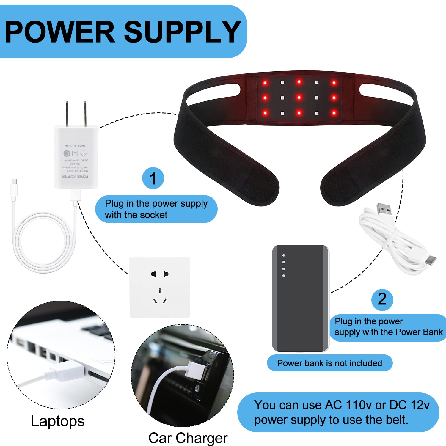 Red Light Therapy Belt for Neck, Infrared Light Therapy Flexible Wearable Wrap Pad LitePow uk supplements