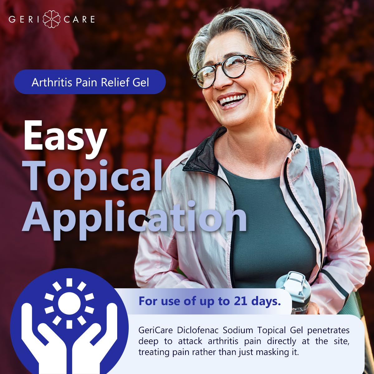 GeriCare Topical Arthritis Pain Relief Gel Diclofenac Sodium 1% (NSAID) Hand Wrist Elbow Foot Ankle Knee Extra-Strength Pain Reliever- Anti-inflammatory Arthritis Pain Treatment, 3.53oz (3 Pack) GeriCare uk supplements