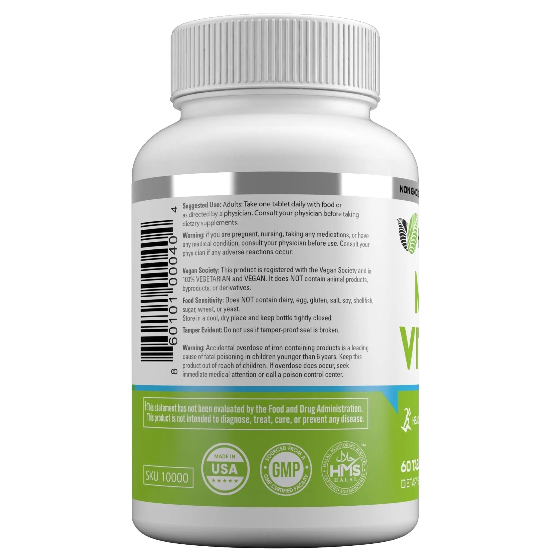 HAYAT Vitamins Vegan Natural Multivitamin, Daily Vitamins with Vitamin A, C, D, E, B1, B2, B3, B6, B12, Biotin, Zinc and More, 2 Month Supply, All Natural HAYAT uk supplements