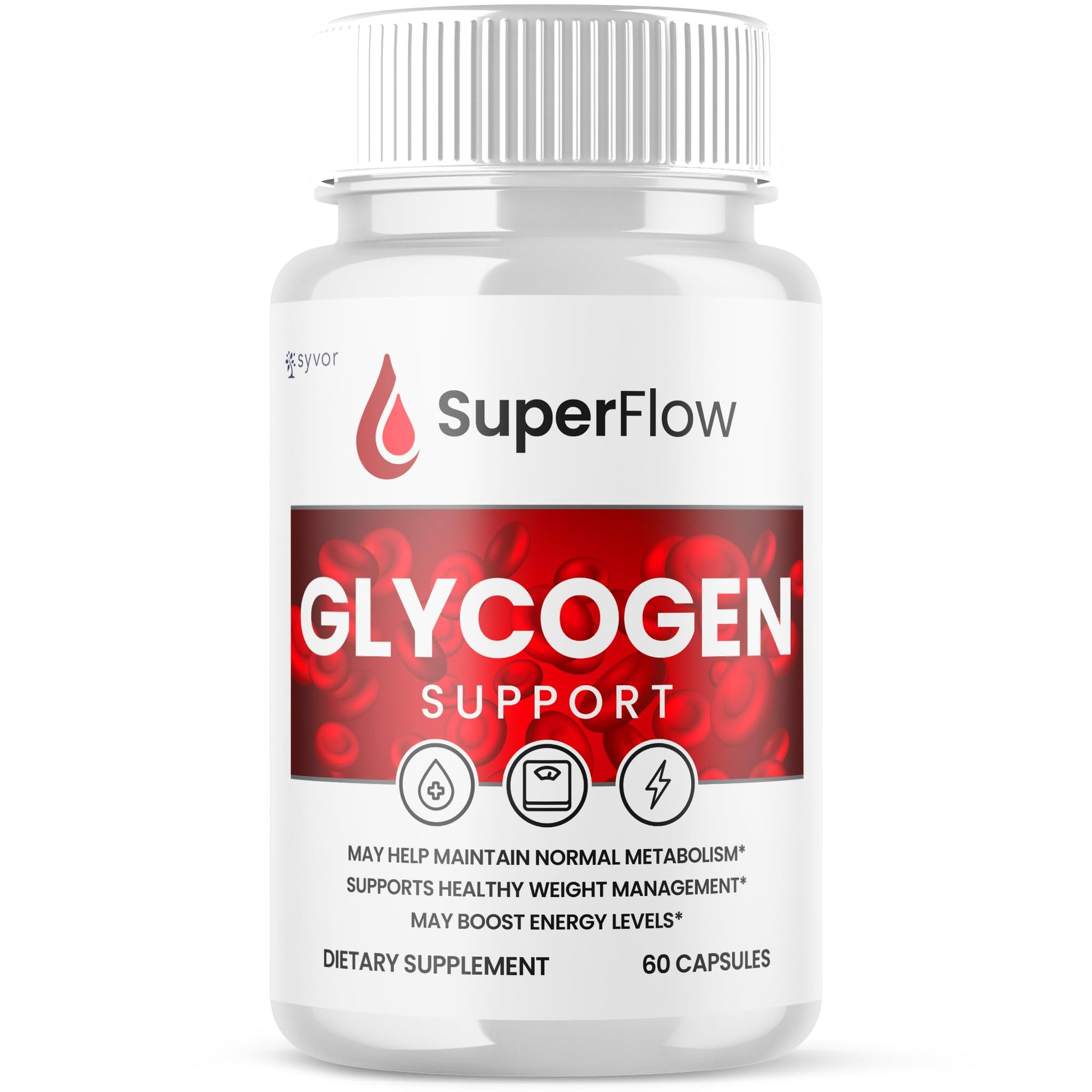 Super Flow Glycogen Support, Official SuperFlow Advanced Formula Glyco Optimizer Capsules, All Natural Super Flow Glycogen Pills, Daily Wellness Supplement to Support Healthy Balance (60 Capsules) Syvor uk supplements