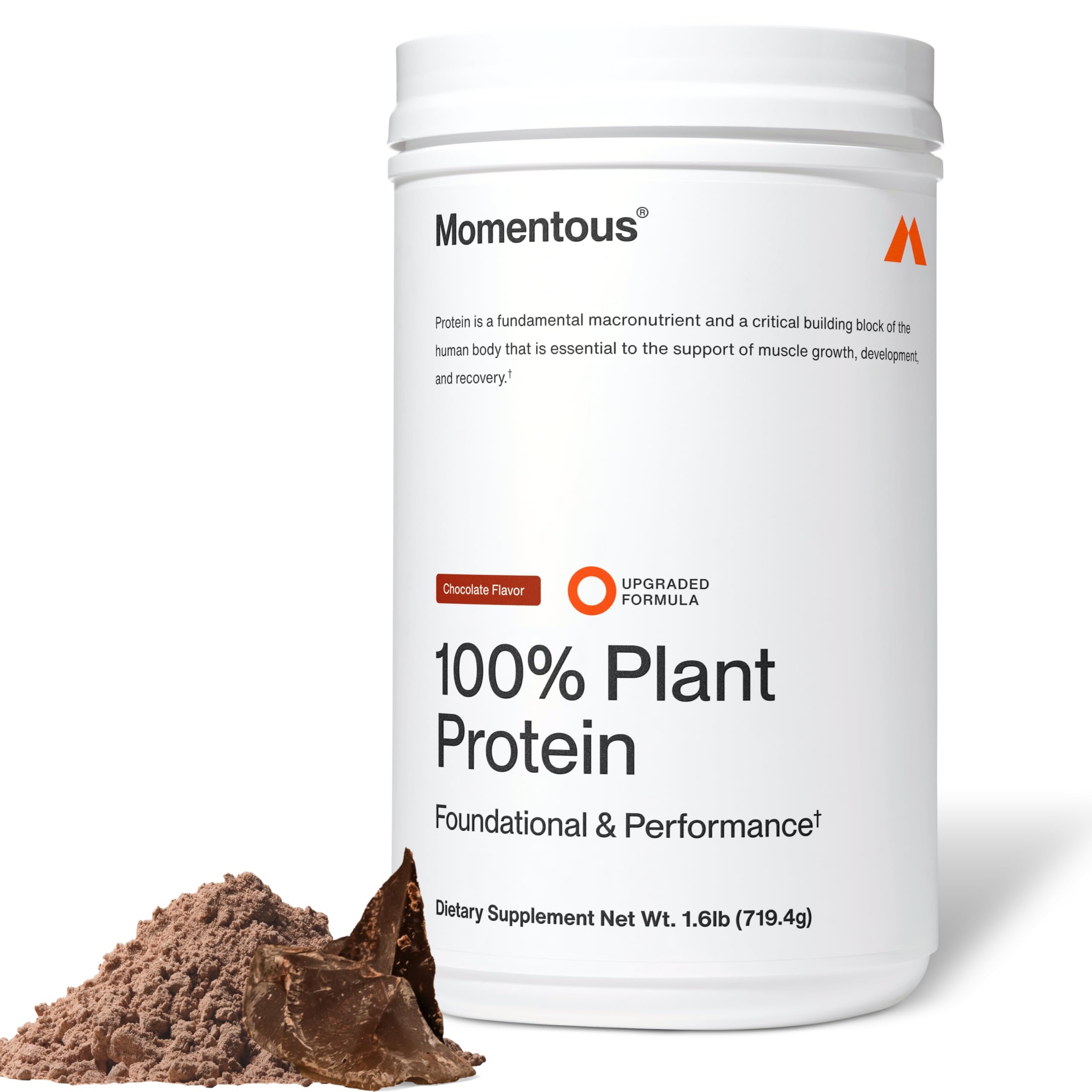 Momentous Vegan Protein Powder - 20 g Plant-Based Protein - NSF Certified for Sport - Gluten-Free - Non-GMO - 22 Servings for Essential Everyday Use - Chocolate Momentous uk supplements