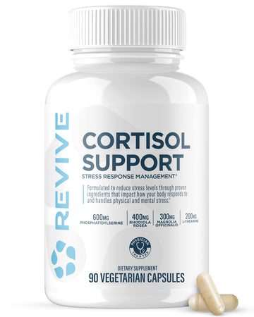 Revive MD Cortisol Manager, 90 Vegetarian Capsules - Cortisol Supplement w/Magnesium & L-Theanine Support Health, Focus, Energy, Fatigue, & Adrenal Gland Function - Vegan & Gluten-Free (30 Servings) Revive uk supplements