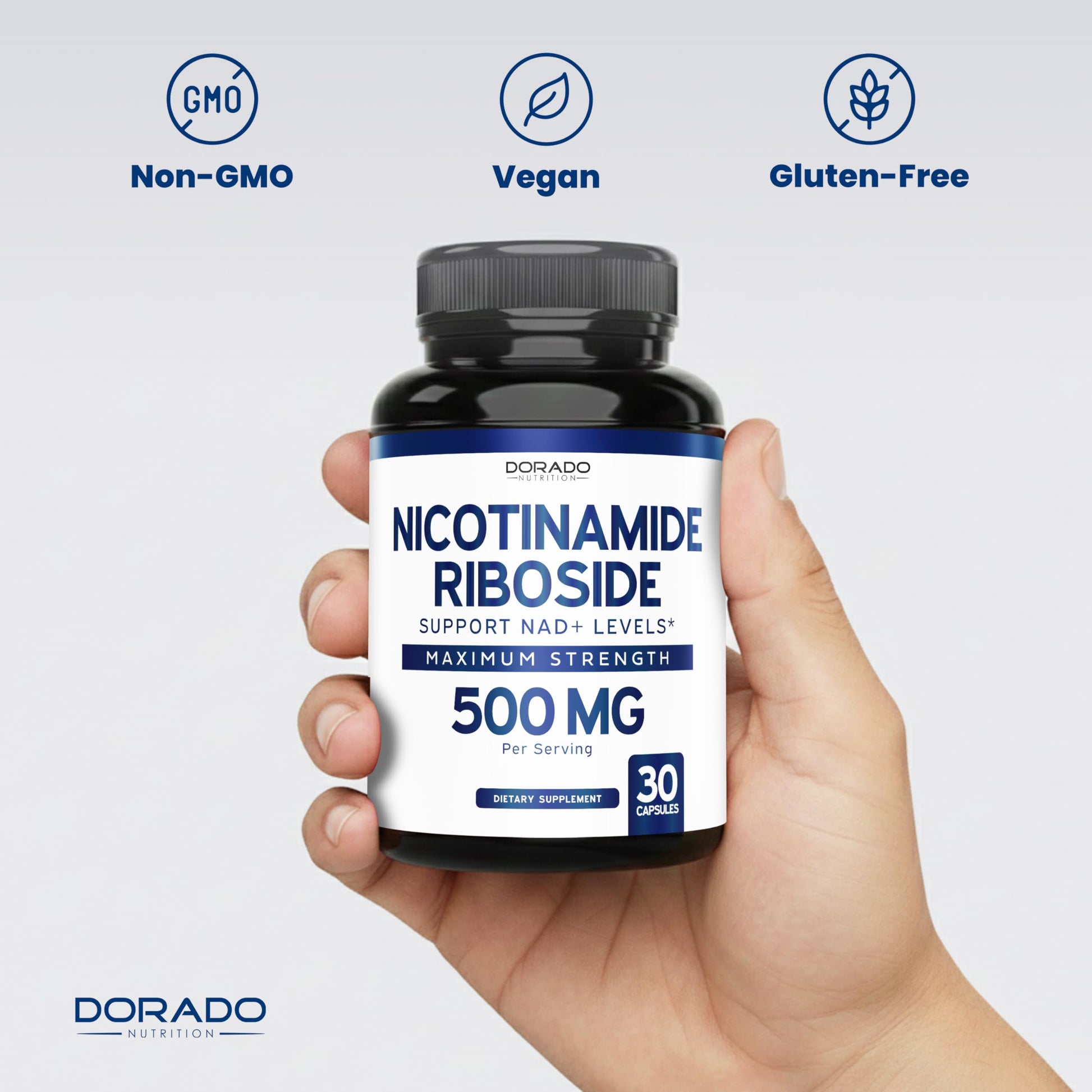 Nicotinamide Riboside 500mg (30 Count) NAD Supplement - NR Supplement For Women & Men to Support NAD+ Levels - NAD Booster - Third Party Tested - Vegan Safe, Non GMO & USA Made (30 Capsules) DORADO NUTRITION uk supplements