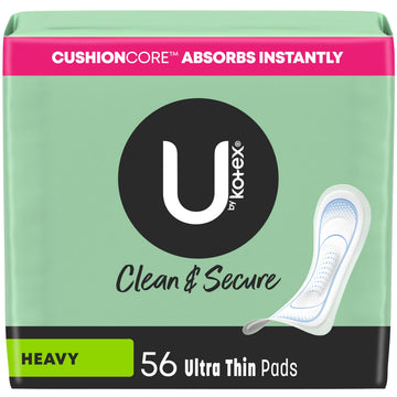 U by Kotex Clean & Secure Ultra Thin Pads, Heavy Absorbency, 56 Count (Packaging May Vary) U by Kotex uk supplements