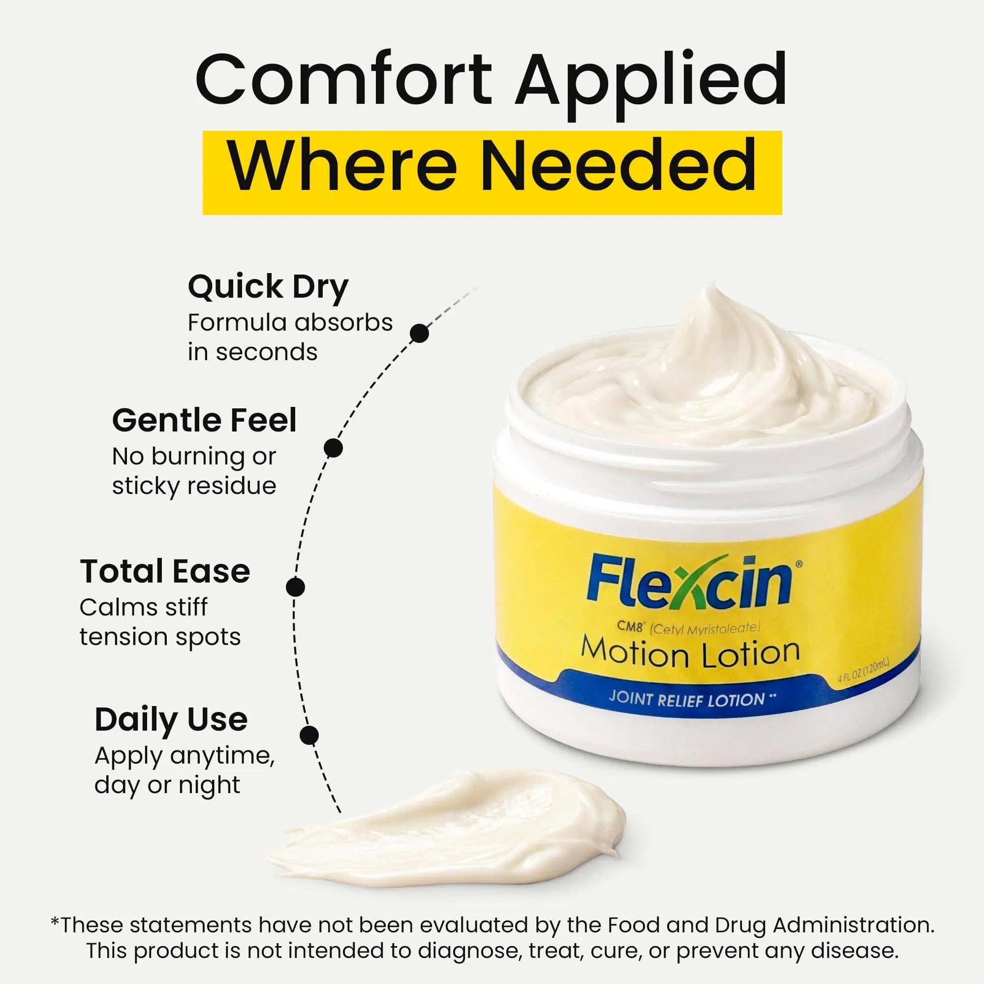 Flexcin Motion Lotion with CM8 - Joint & Muscle Therapy Cream for Back, Neck, Knee, Hand, Foot - Fast Absorbing with DMSO, Emu Oil, Aloe Vera - Non-Greasy 4oz Jar Flexcin uk supplements