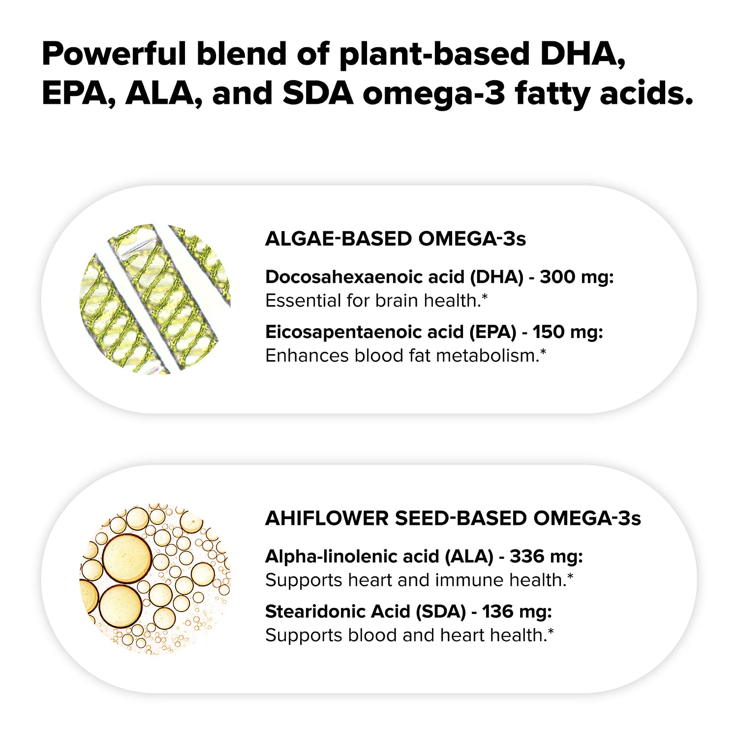 Complement Vegan Omega 3 Supplement- 960mg Omega-3 Fatty Acids, DHA, EPA, SDA, ALA Supplement - Immune Support- 60 Servings, 120 Liquid Capsules Complement uk supplements