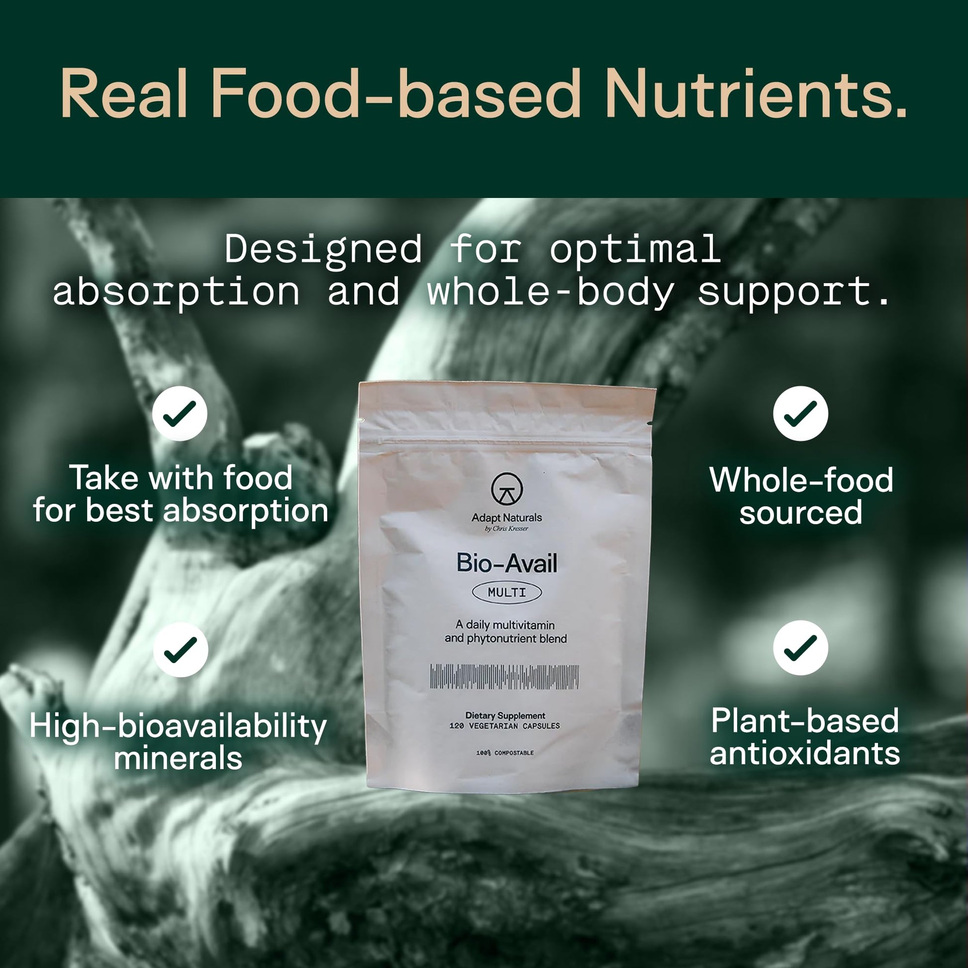 Adapt Naturals Multivitamin for Women & Men, Bioavailable Easy-to-Absorb Multivitamin Daily Supplement with Biotin, Niacin, Vitamin A, B, C, D, E, K1, Zinc, Magnesium - Immune Support - 30 Day Supply ADAPT NATURALS BY CHRIS KRESSER uk supplements