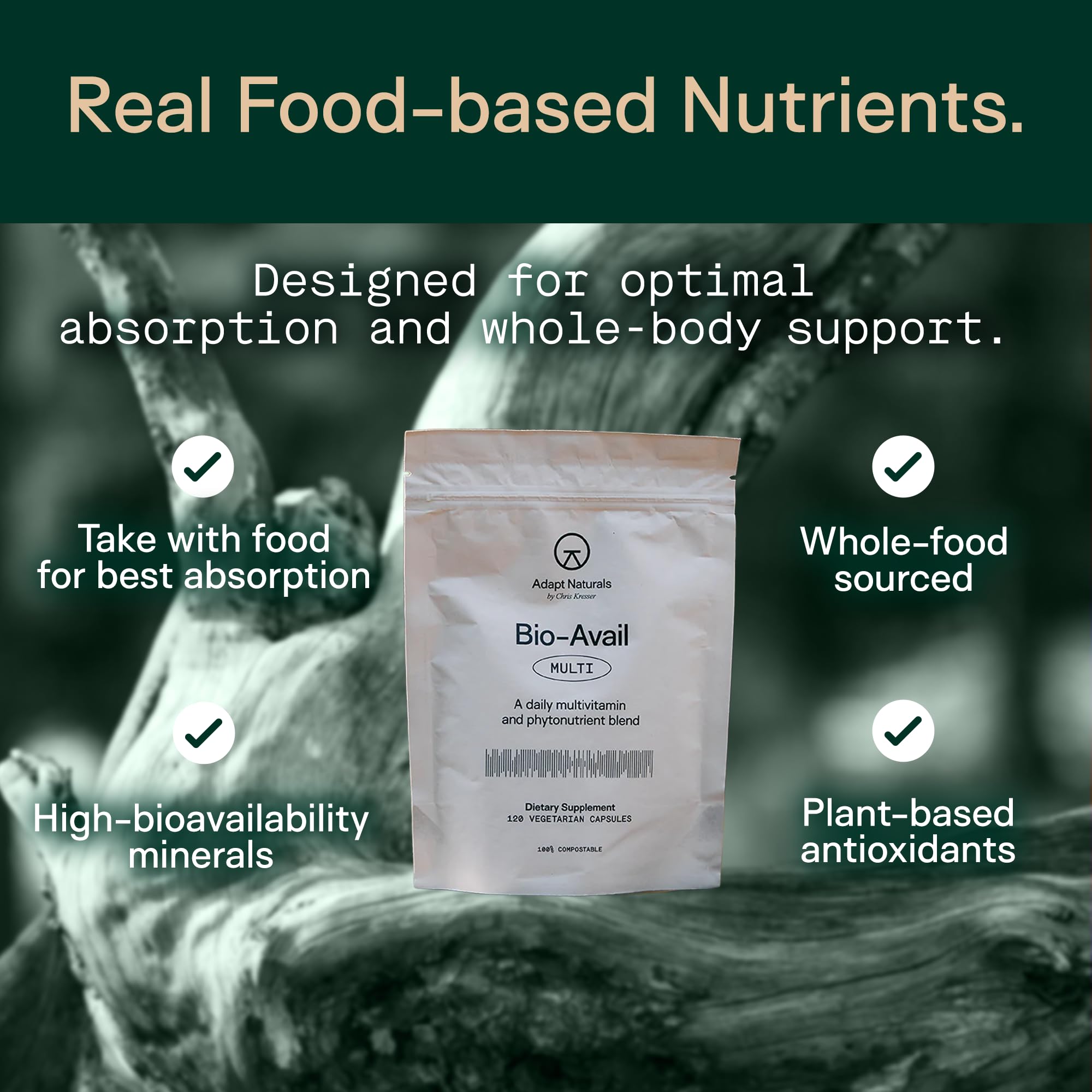 Adapt Naturals Multivitamin for Women & Men, Bioavailable Easy-to-Absorb Multivitamin Daily Supplement with Biotin, Niacin, Vitamin A, B, C, D, E, K1, Zinc, Magnesium - Immune Support - 30 Day Supply ADAPT NATURALS BY CHRIS KRESSER uk supplements