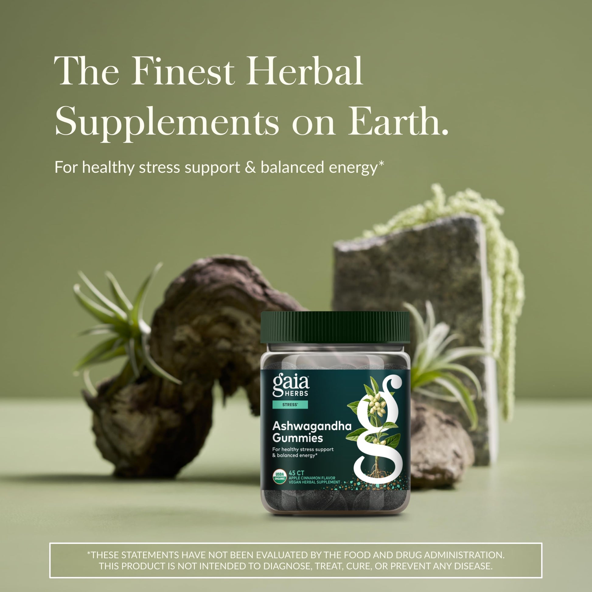 Gaia Herbs Organic Ashwagandha Gummies - Stress Support* - Made with Cinnamon & Ginger - Gluten Free & Vegan - 45 Count (15 Servings) Gaia Herbs uk supplements