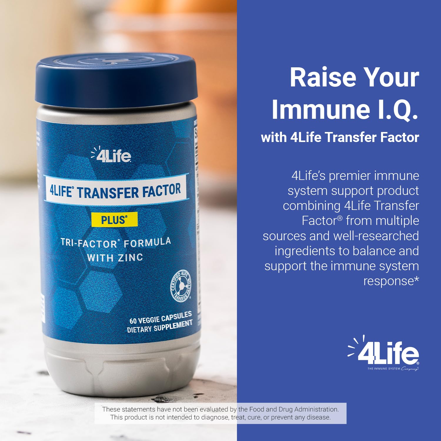 4Life Transfer Factor Plus - Support with Zinc, Super Mushroom Blend (Maitake, Shiitake, Agaricus), and Colostrum & Egg Yolk Extracts - 60 Capsules 4Life uk supplements