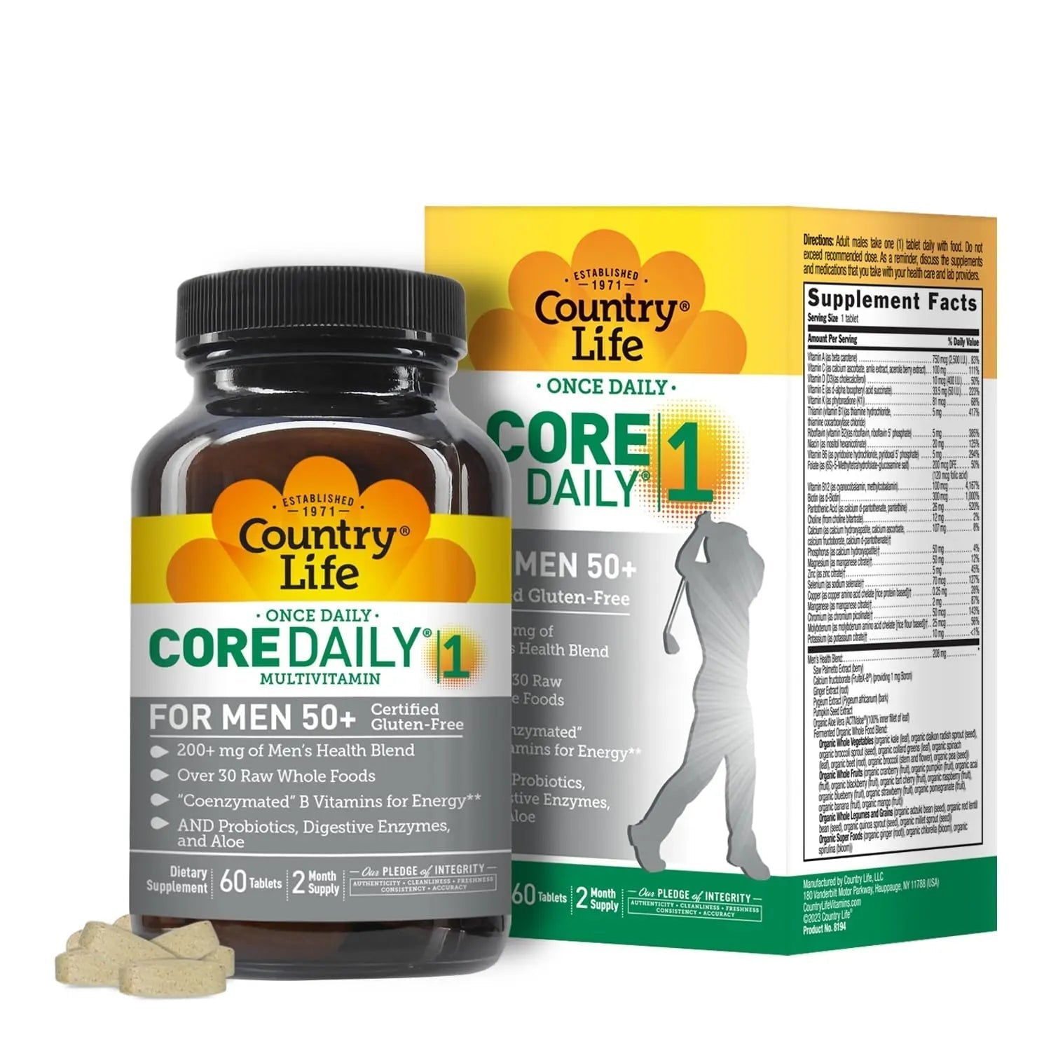 Country Life CORE Daily-1 Multivitamin for Men 50+ - Gluten-Free, Energy Support with Coenzymated B Vitamins Country Life uk supplements