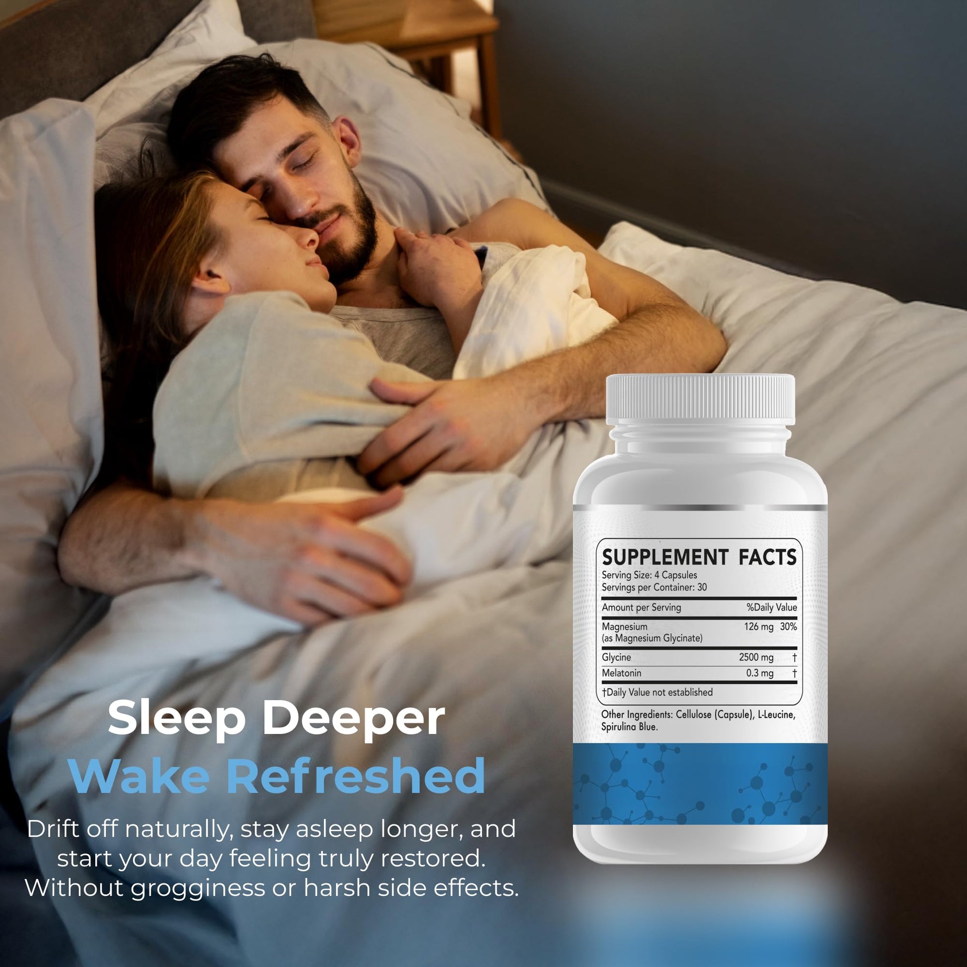 Dr Brad Stanfield Melatonin 300mcg + Magnesium Glycinate 126mg + Glycine 2,500mg for Sleep (120 Count, 30 Servings) Dr Brad Stanfield uk supplements