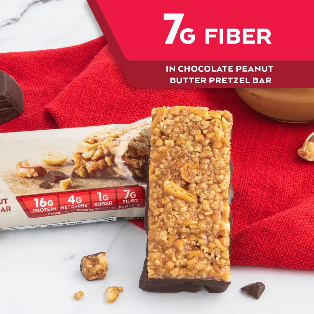 Atkins Chocolate Peanut Butter Pretzel Protein Meal Bar, High Fiber, 16g Protein, 1g Sugar Atkins uk supplements