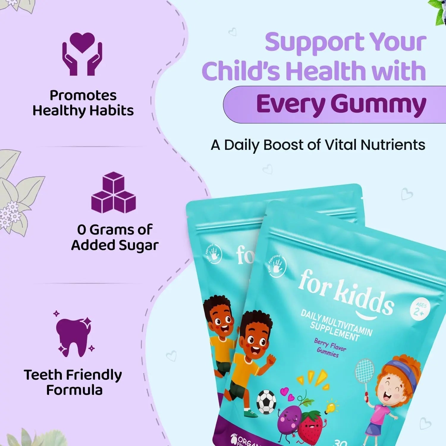 ZettoA Daily Multivitamins for Kids Ages 2+, Berry Gummies with 11 Essential Vitamins & Minerals for Immune Support ZettoA uk supplements