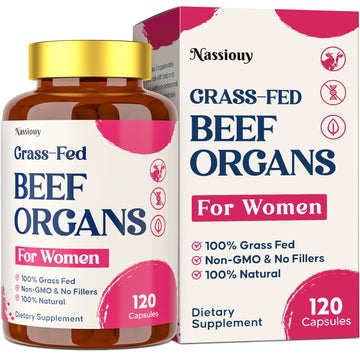 12-In-1 Beef Organ Supplement for Women - Beef Liver, Uterus, Kidney, Heart, Pancreas, 5 Vitamins & 2 Herbs, Hormone Balance, Menstruation, Energy, Immune - 100% Grass Fed, Pasture Raise - 120 Caps Nassiouy uk supplements