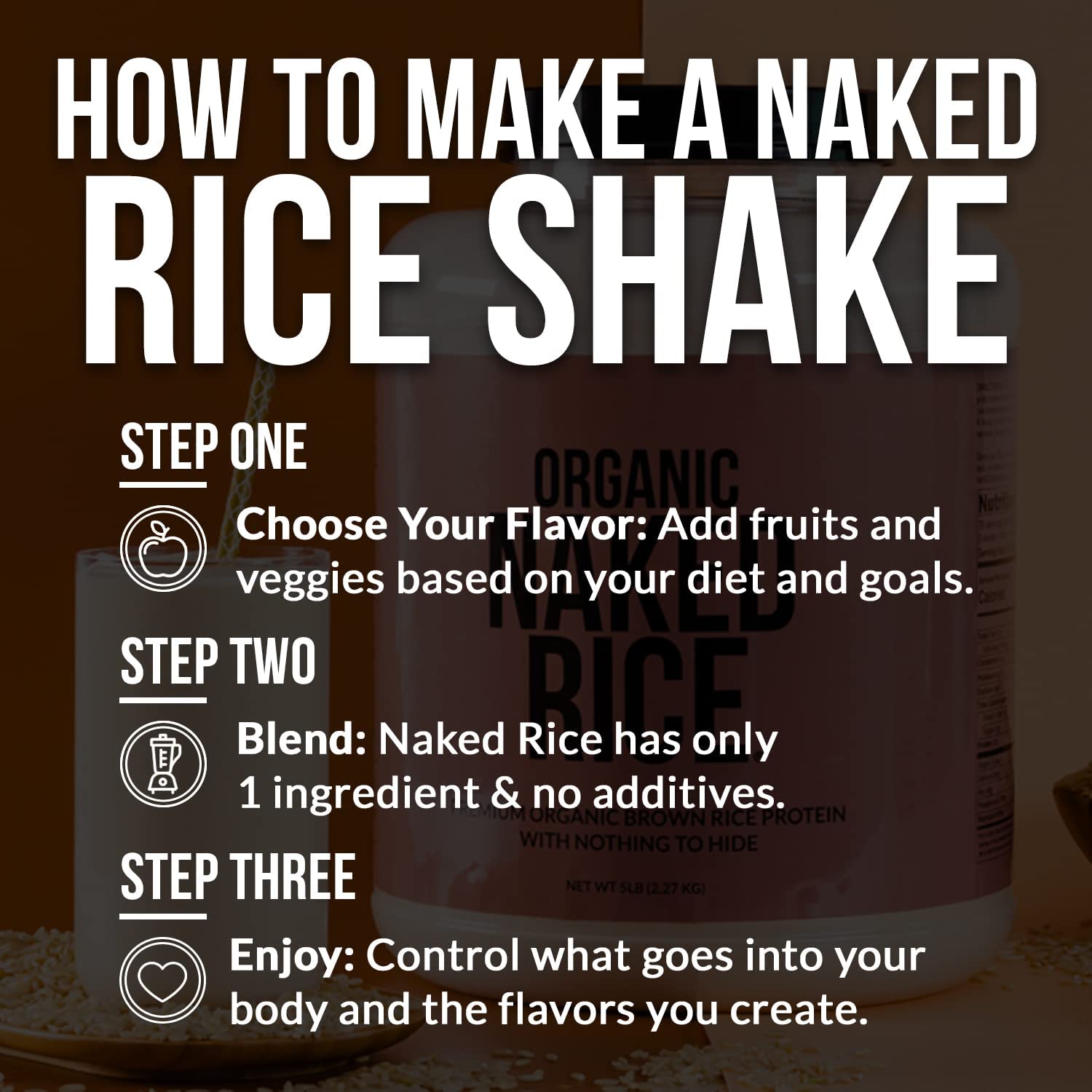 NAKED Rice 1Lb - Organic Brown Rice Protein Powder - Vegan Protein Powder, GMO Free, Gluten Free & Soy Free. Plant-Based Protein, NAKED uk supplements