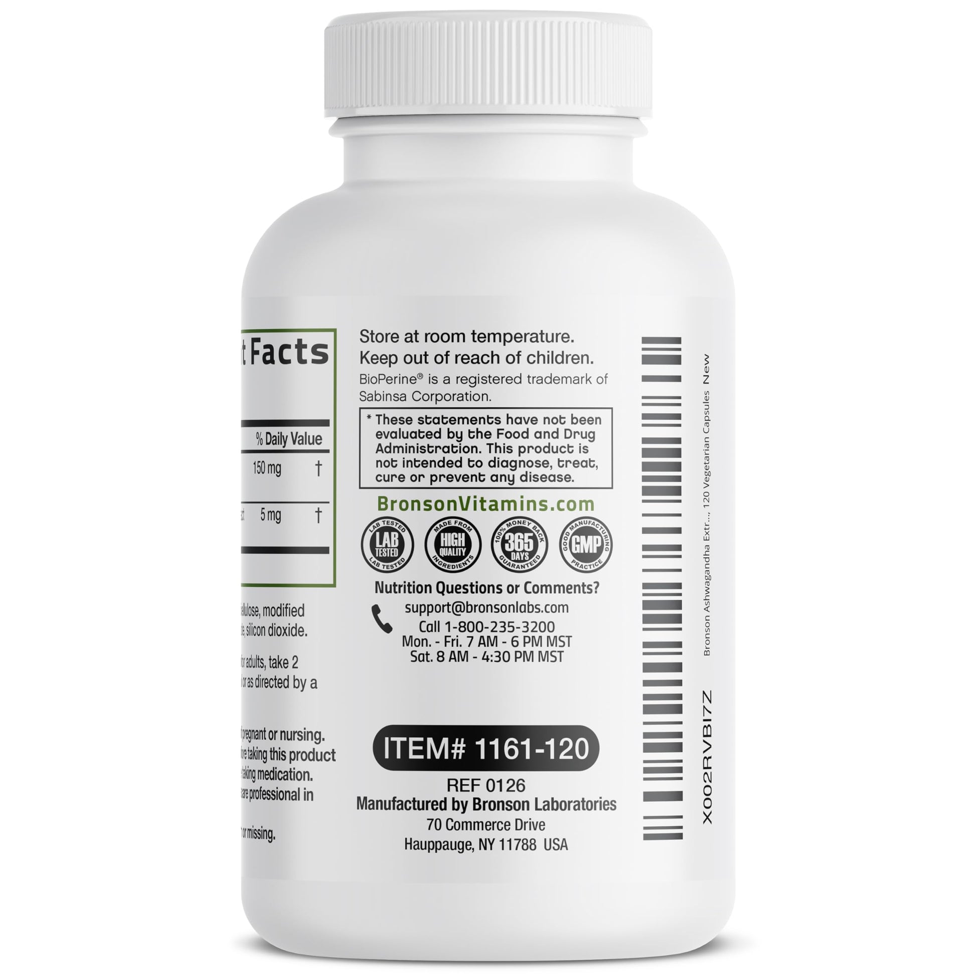 Bronson Ashwagandha Extra Strength Stress & Mood Support with BioPerine - Non GMO Formula, 120 Vegetarian Capsules Bronson uk supplements