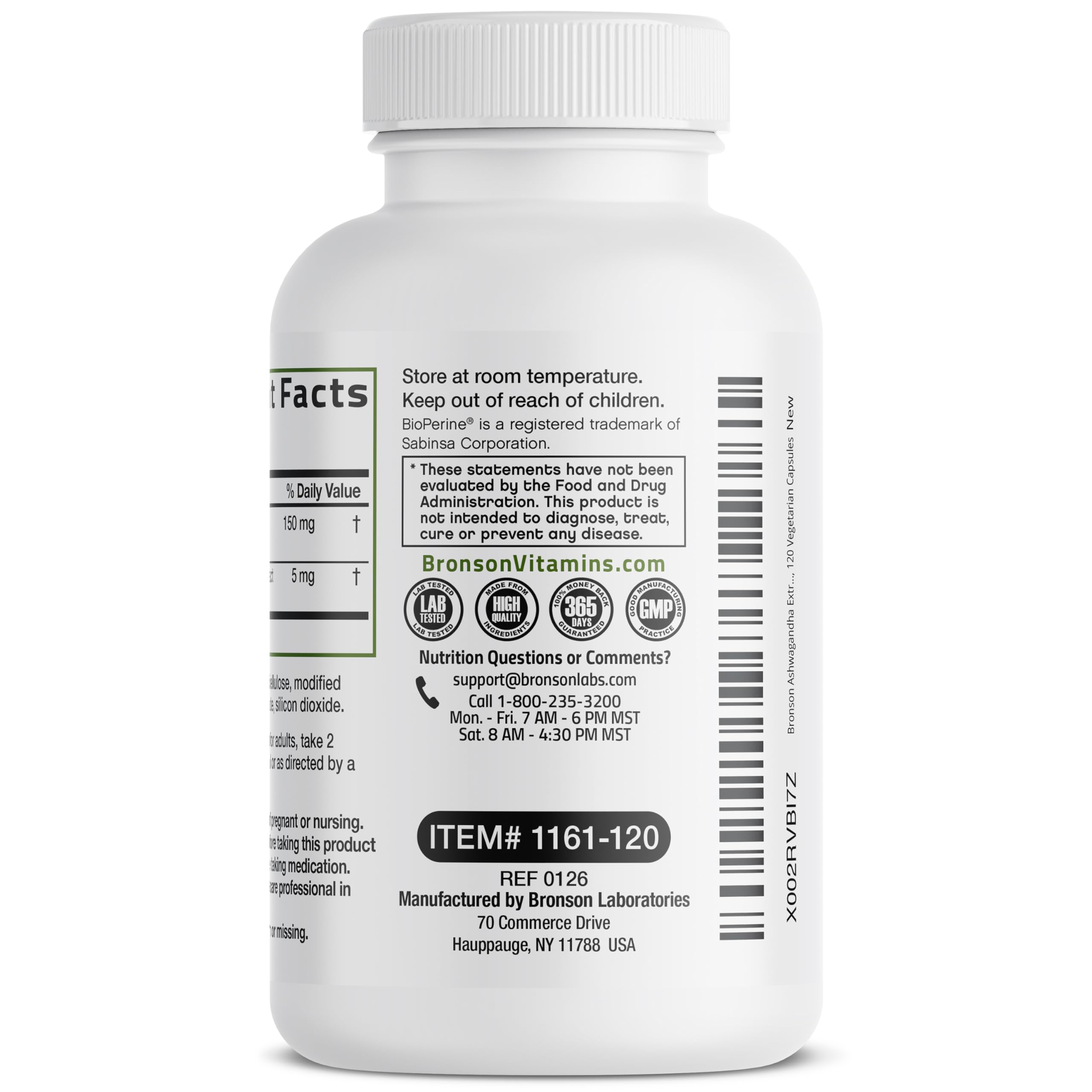 Bronson Ashwagandha Extra Strength Stress & Mood Support with BioPerine - Non GMO Formula, 120 Vegetarian Capsules Bronson uk supplements