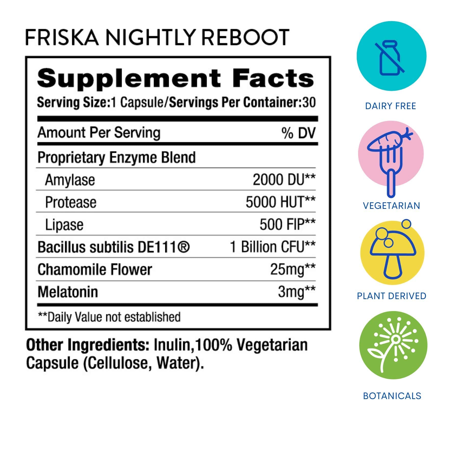 FRISKA Nightly Reboot Enzyme and Probiotics Supplement, Promotes Better Digestion FR!SKA uk supplements
