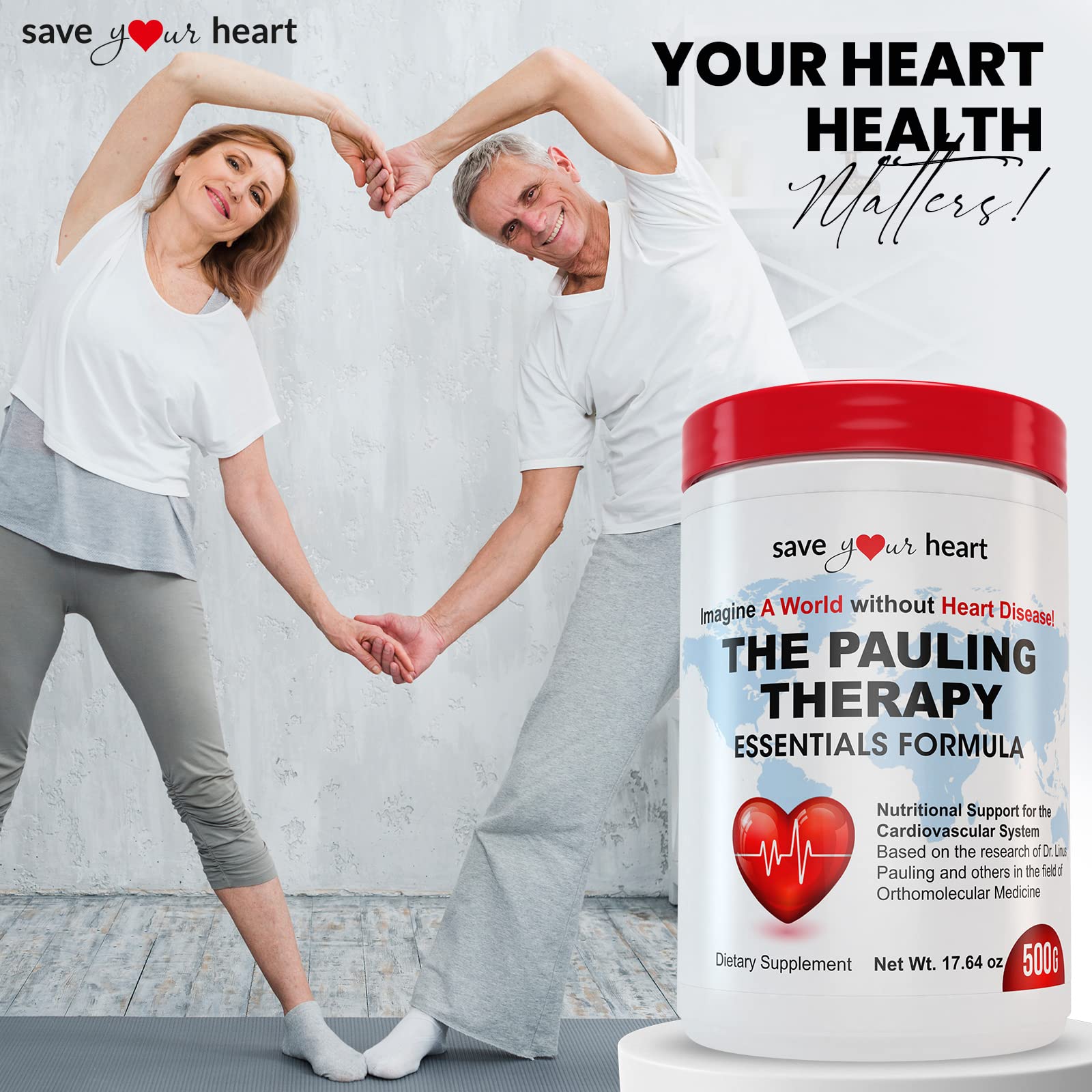 SAVE YOUR HEART Cardio Heart Health Powder Supplement - The Pauling Therapy Essentials Formula (PTEF) Healthy Vitamin C, B-12, L-Lysine, L-Arginine, Magnesium, Zinc + Vitamins, Minerals & Antioxidants SAVE YOUR HEART uk supplements