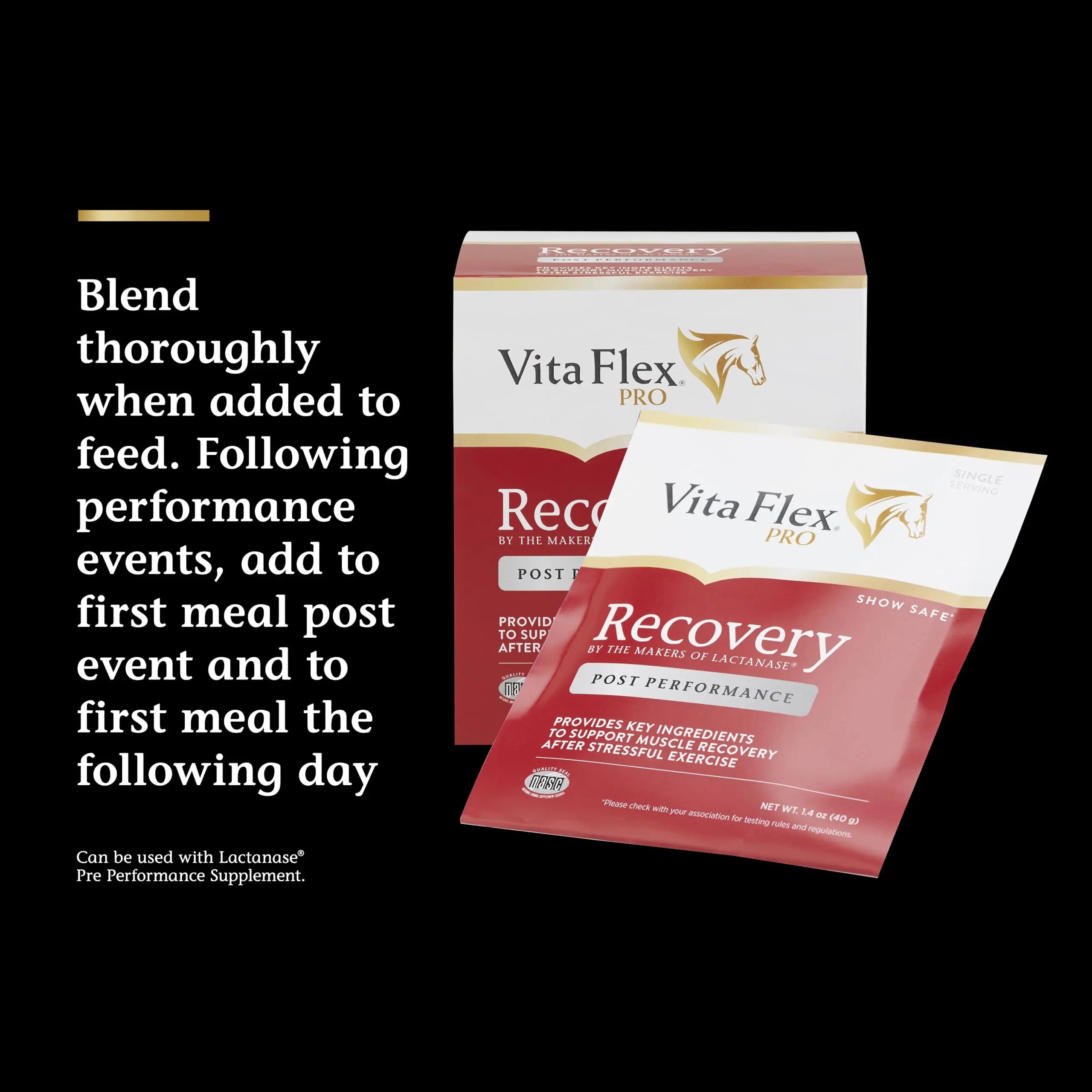 Vita Flex Pro Recovery by the Makers of Lactanase, Post Performance Horse Supplements 40 g, Show Safe Muscle Recovery Supplements, Amino Acids for Horses, Strength & Joint Health Vita Flex uk supplements