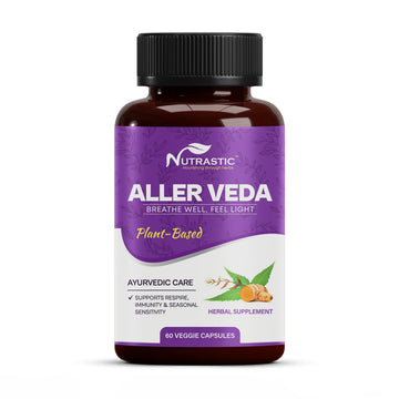 Nutrastic Aller Veda Respiratory Wellness Supplement with Pure Tulsi, Amla, Turmeric, and Neem | Natural Support for Healthy Breathing | 60 Caps Nutrastic uk supplements