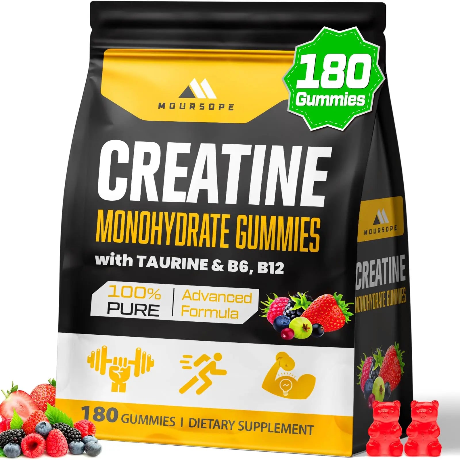 (180 Count) Creatine Monohydrate Gummies for Men & Women - Creatine Pre Workout Gummies for Muscle Builder, Muscle Strength, Recovery, Endurance, Energy, Moursope uk supplements