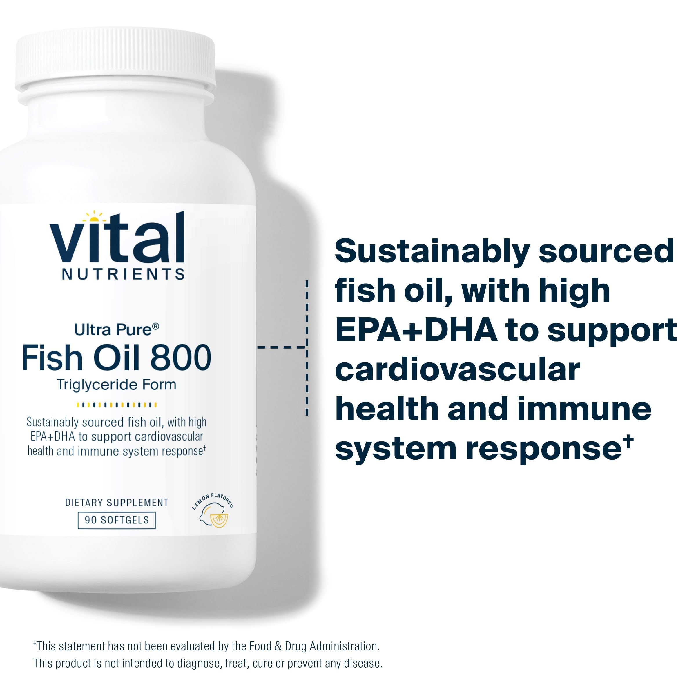 Vital Nutrients Ultra Pure® Fish Oil 800 Triglyceride Form - Heart, Brain, & Immune Health* - Sustainably Sourced High EPA & DHA Omega-3 Fatty Acid - Lemon Flavor - Gluten, Dairy, Soy Free - 90 Count Vital Nutrients uk supplements