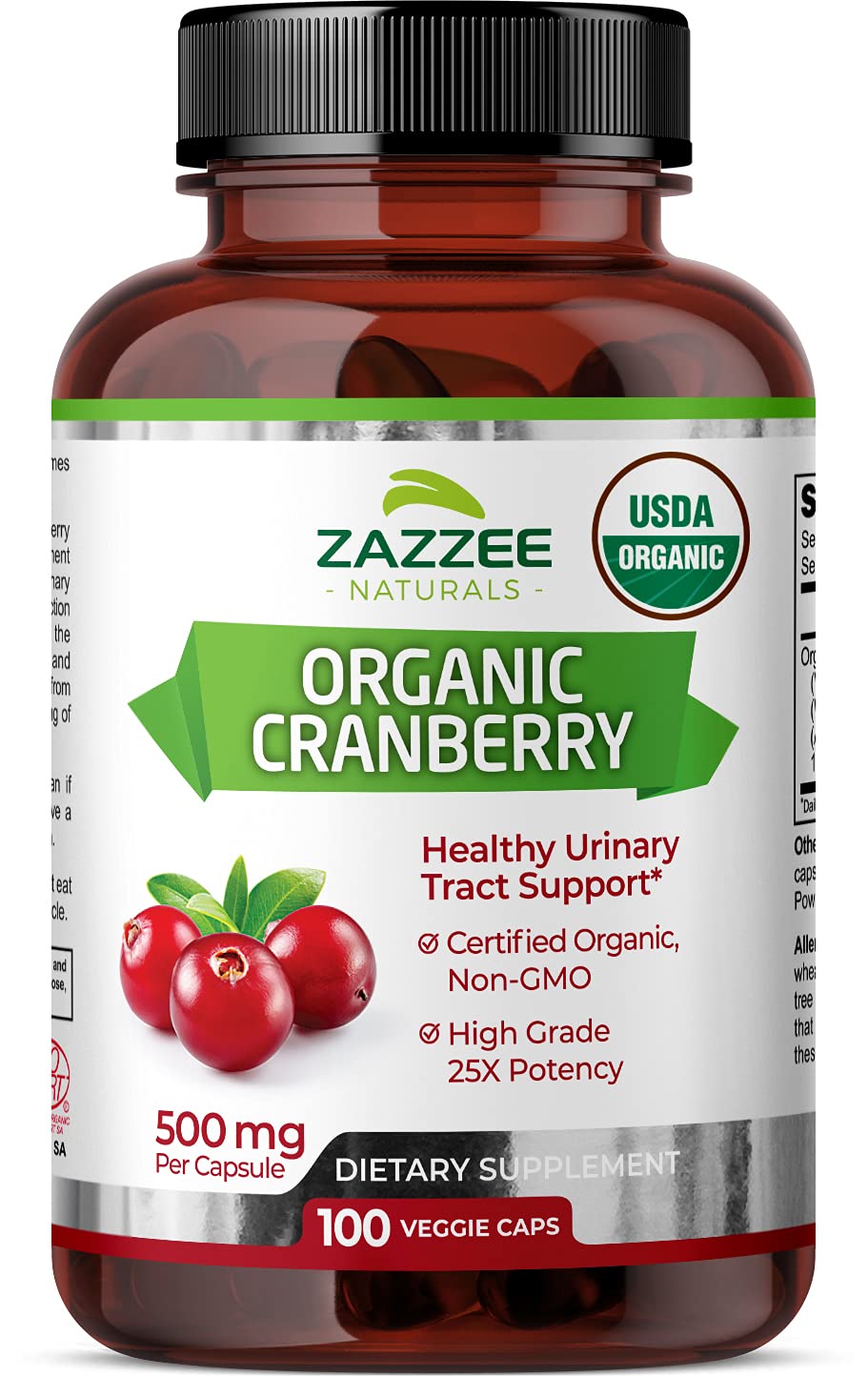 Zazzee USDA Organic Cranberry 25:1 Extract, 12,500 mg Strength, 100 Vegan Capsules Zazzee uk supplements