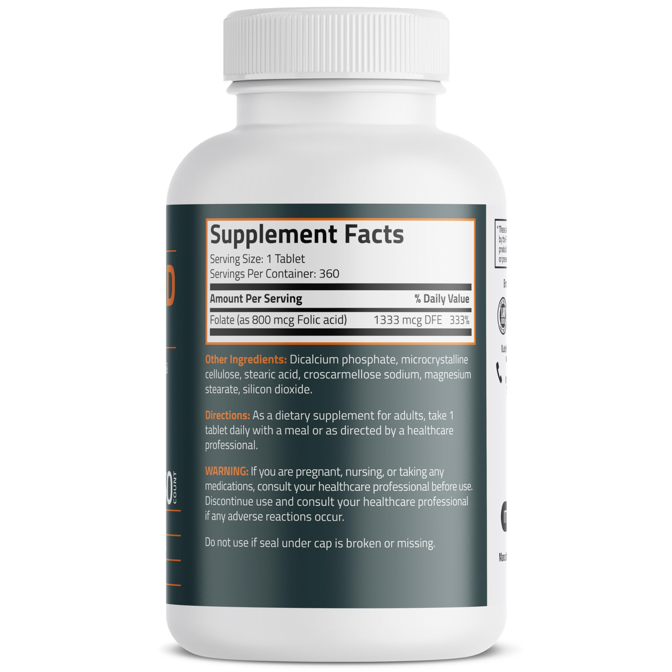 Bronson Folic Acid 800 MCG Supports Prenatal Development, 1 Year Supply, Non-GMO Bronson uk supplements
