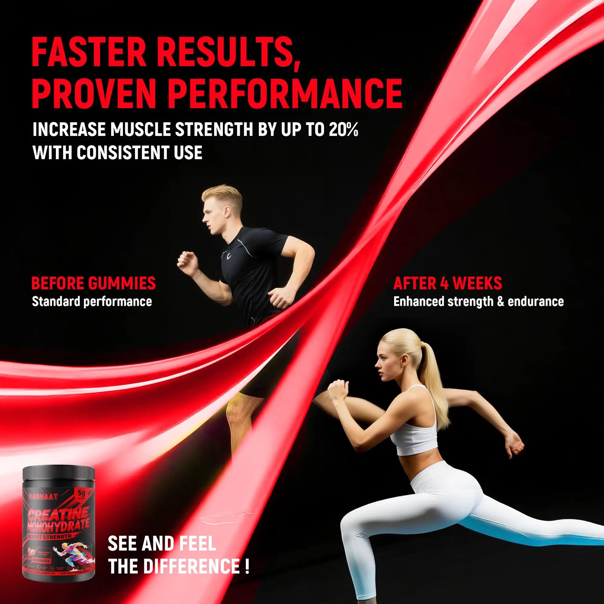 NSF Certified Creatine Gummy - Creatine Monohydrate Gummies 5g for Men & Women - Boost Focus,Strength, and Endurance, Vegan, Gluten-Free, Non-GMO, 2.5 Gram Creatine Parhaat uk supplements