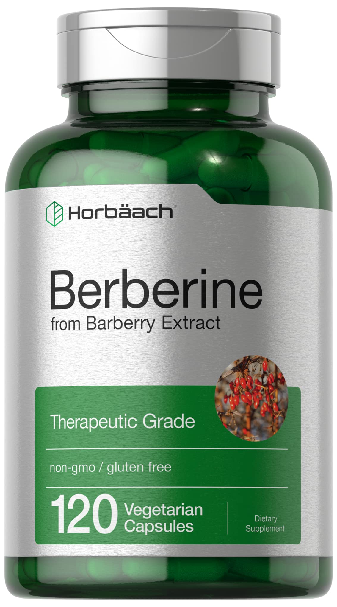 Berberine Supplement | 120 Capsules | Berberine HCl from Barberry Extract | Non-GMO Horbäach uk supplements