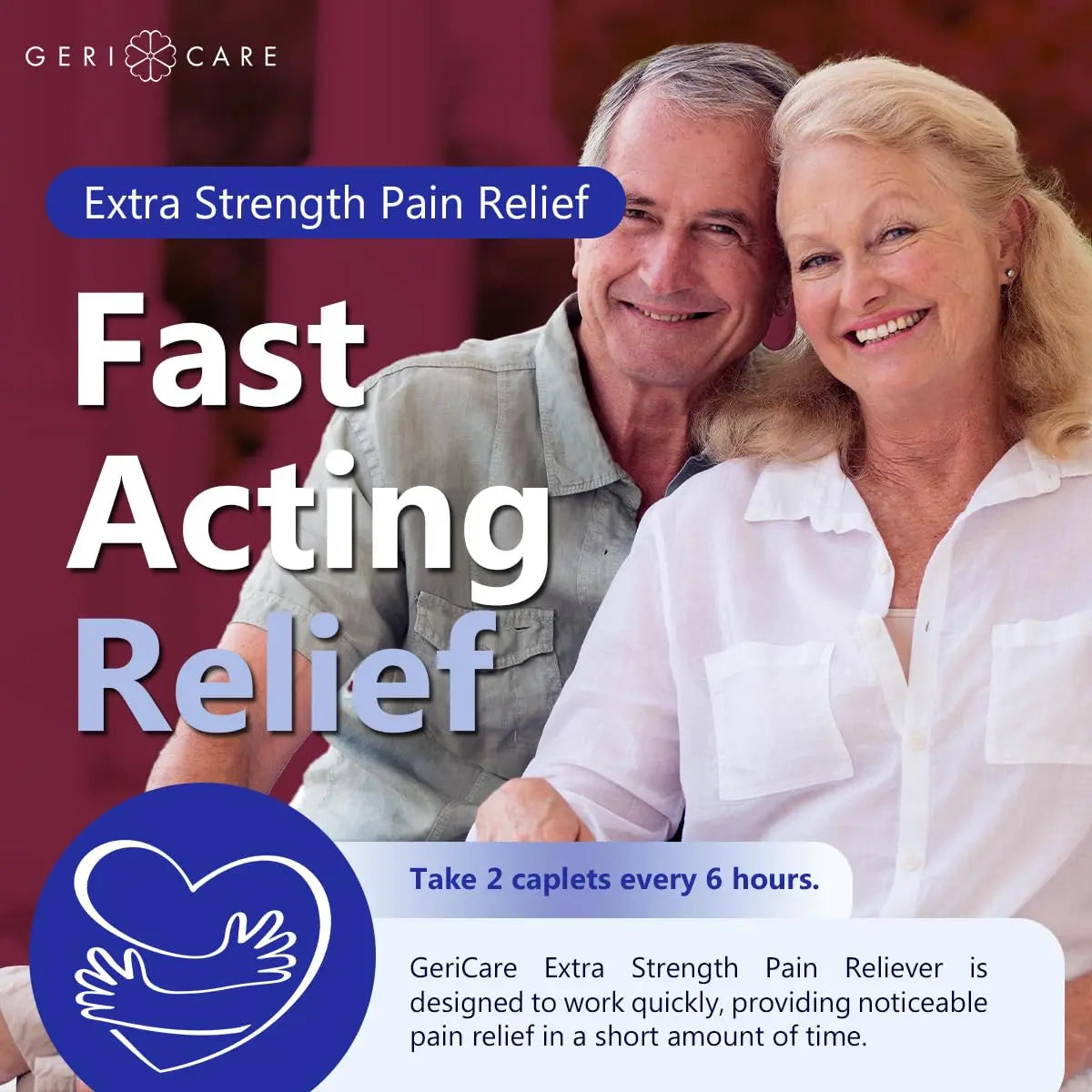 GeriCare Pain Reliever Extra Strength Caplets – 100 Count – Acetaminophen 250mg, Aspirin 250mg (NSAID), Caffeine 65mg – Powerful Triple-Action Formula for Headaches, Migraines & Minor Aches (2 Pack) GeriCare uk supplements