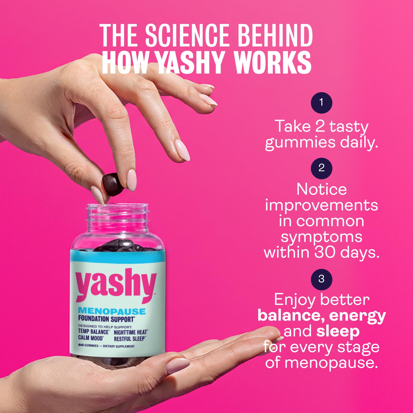Yashy Gummies for Menopause | Hormone-Free Supplements for Women | Clinically Backed | 30 Servings | Helps Alleviate Hot Flashes, Night Sweats, & Mood Swings | Supports Libido | BlackBerry Flavor YASHY uk supplements