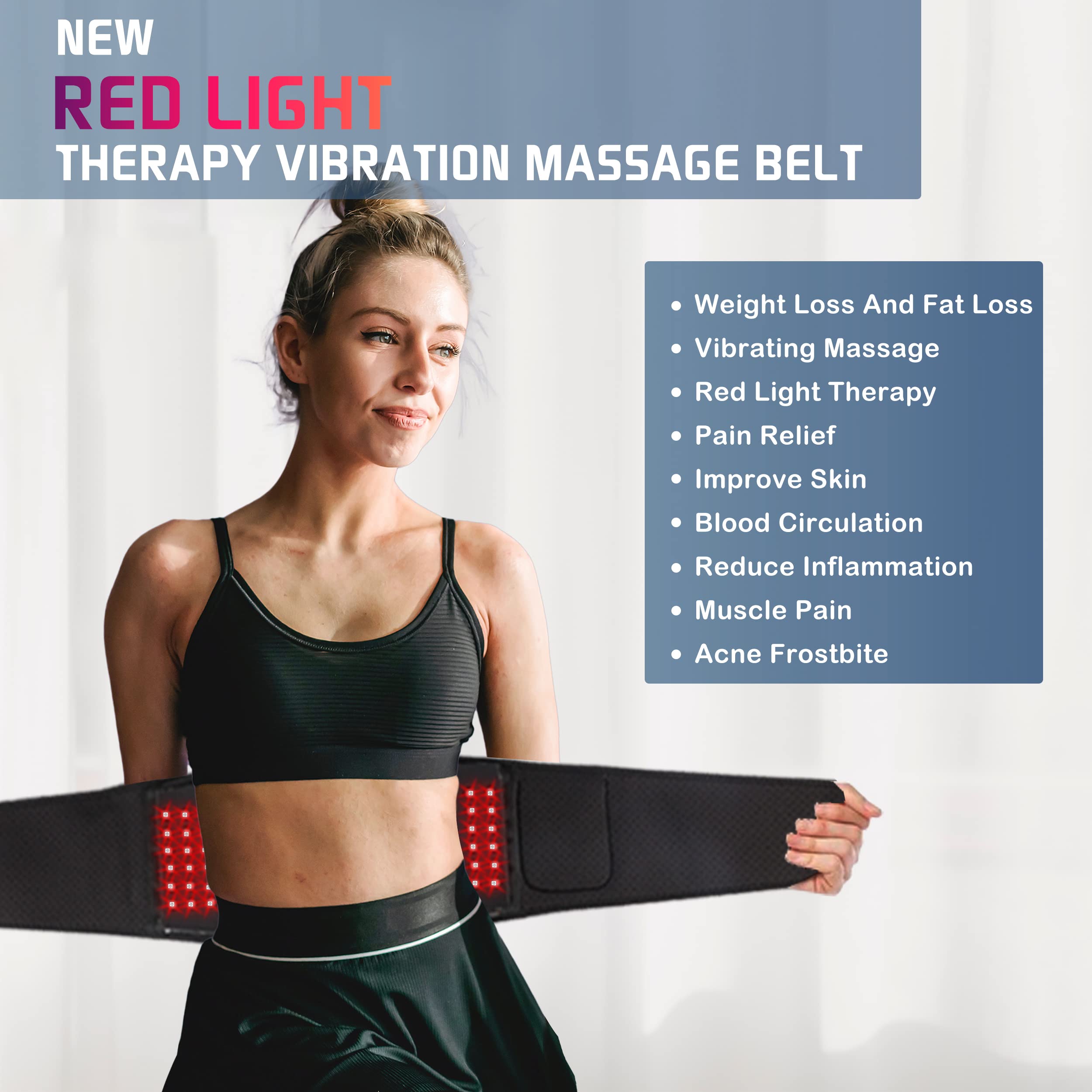 Infrared Red Light Therapy Belt:LED Lamp Vibration Near Body Pain Relief Device Wrap Red Fellibay uk supplements