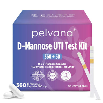 Pelvana D-Mannose UTI Kit for Women – UTI Test Strips & D-Mannose Supplement, At-Home Testing, Maintains Healthy Urinary Tract Balance, Flushes Impurities – 3 Bottles (120 Capsules) + 50 Test Strips Pelvana uk supplements