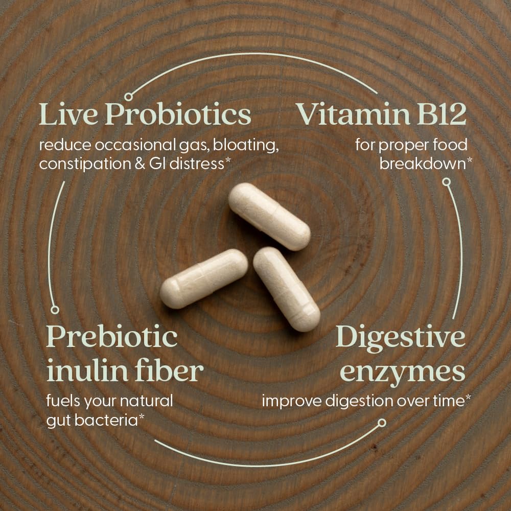 New Chapter All-Flora Enzyme Complex with Probiotics Relieves Bloating & Gas - Clinical-Strength Digestive Enzymes + Ultra-Concentrated Probiotics + Fermented Vitamin B12, 90 Vegan Capsules New Chapter uk supplements