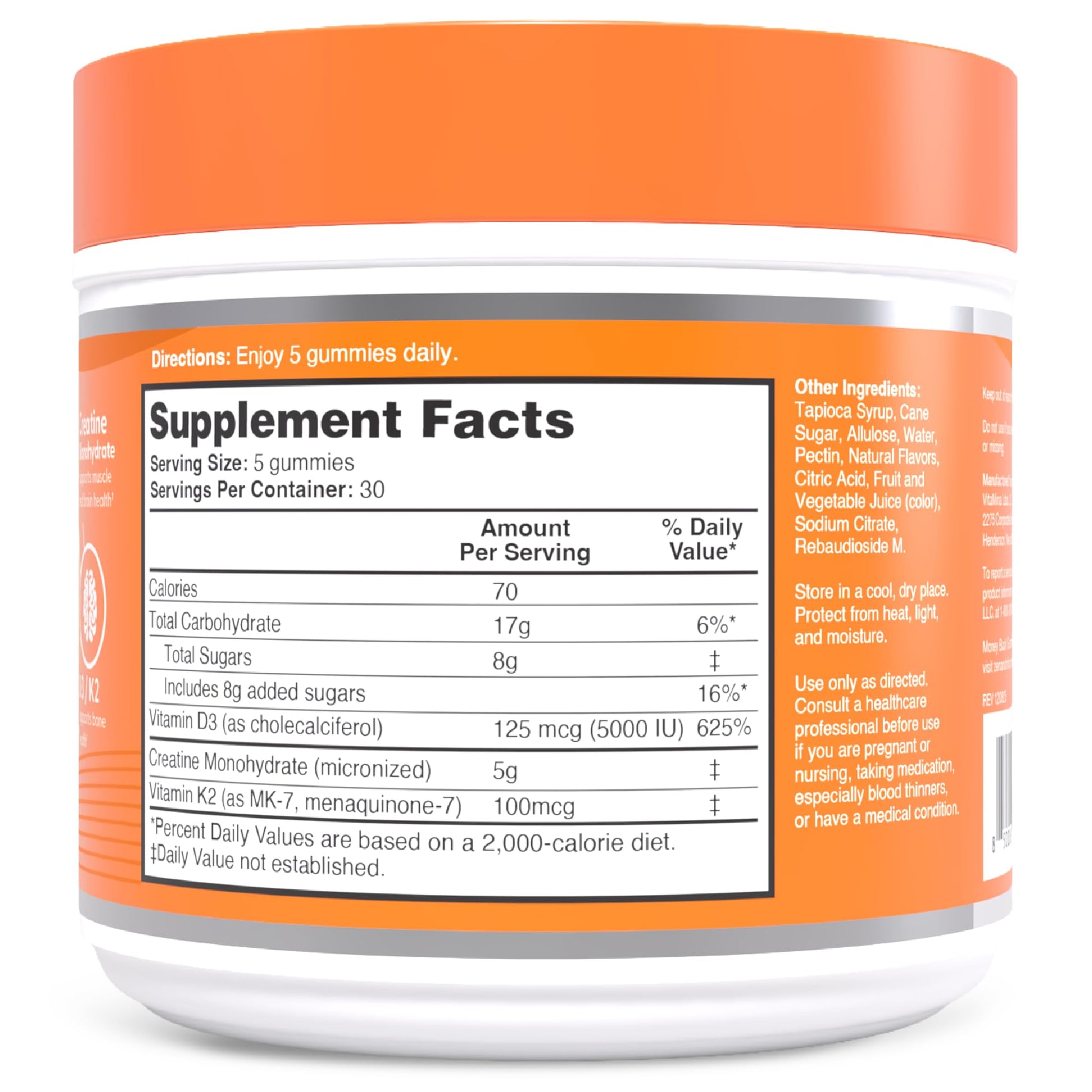 Zena Nutrition Creatine Gummies with D3 & K2, Creatine Monohydrate for Men and Women, Supports Bone, Muscle, & Cognitive Health, Gummy Workout Supplement, Watermelon Flavor, 150ct, 30 Daily Servings Zena Nutrition uk supplements
