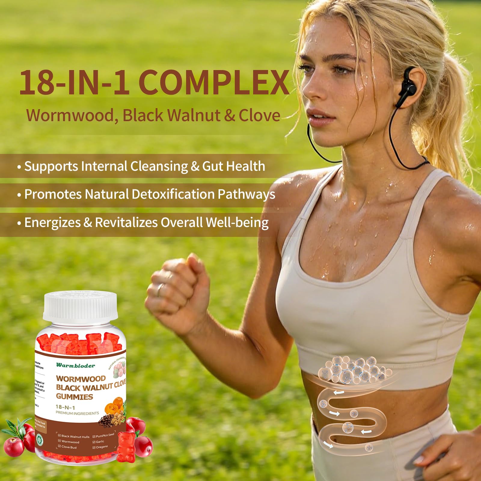 18-in-1 Wormwood Black Walnut Clove Gummies for Adults,Liver Support,with Pumpkin Seed Oil,Rapid Gut Cleanse & Digestive Health with Clove,Garlic,Turmeric,Oregano,Cranberry Extract Warmbioder uk supplements
