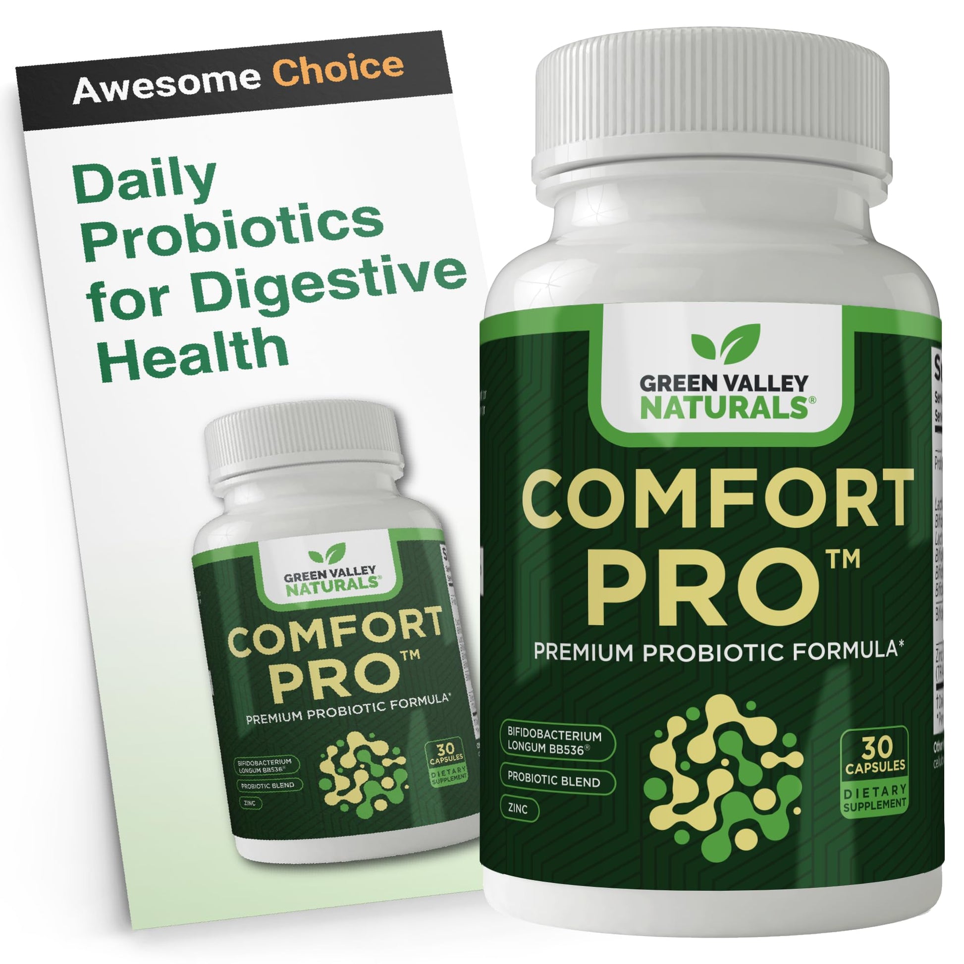 ComfortPro™ Daily Probiotics for Digestive Health | Constipation Relief & Bloating Support for Women & Men | Gut Cleanse with Zinc | Helps Reduce Gas & Promotes Digestive Regularity | Valley Formula GREEN VALLEY NATURALS uk supplements