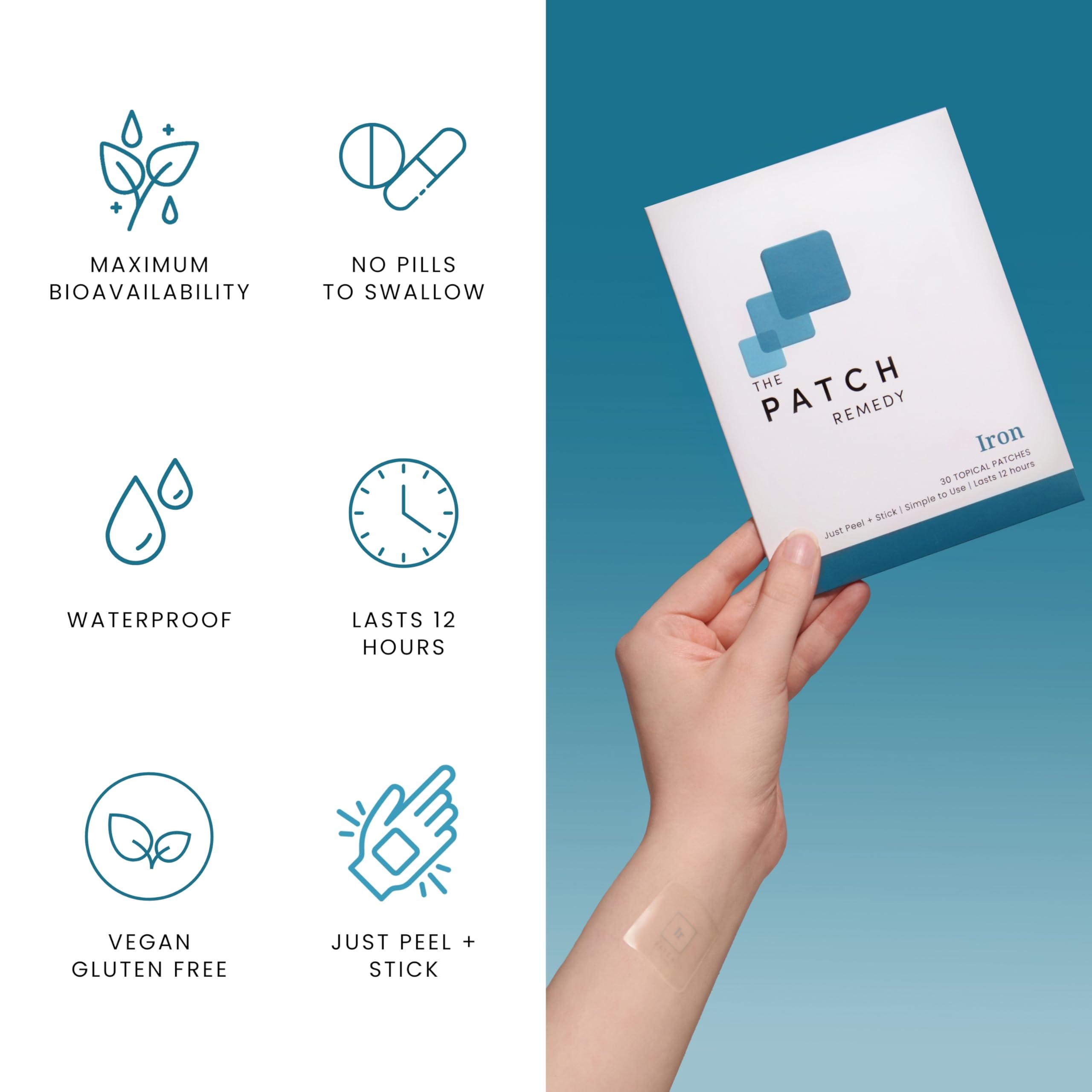 The Patch Remedy Period Patch & Iron Patches Kit - 30 PMS Menstrual Patches for Women with Vitex Chasteberry, Magnesium, Evening Primrose Oil, Dong Quai Extract, Curcumin, Vitamin B6 & E, Iron The Patch Remedy uk supplements